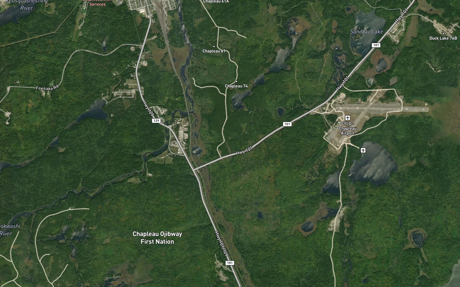 Satellite map of the Trap Creek