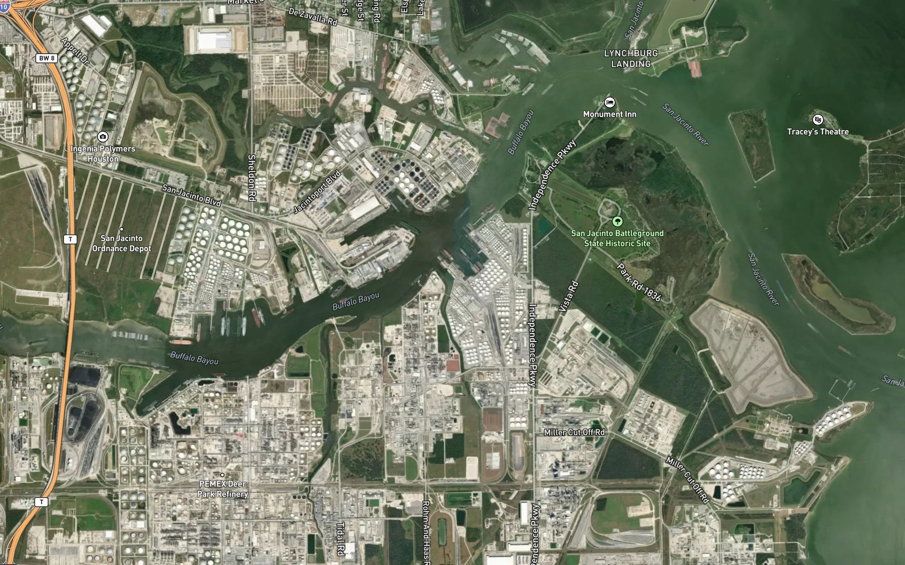 Satellite map of the Tucker Bayou