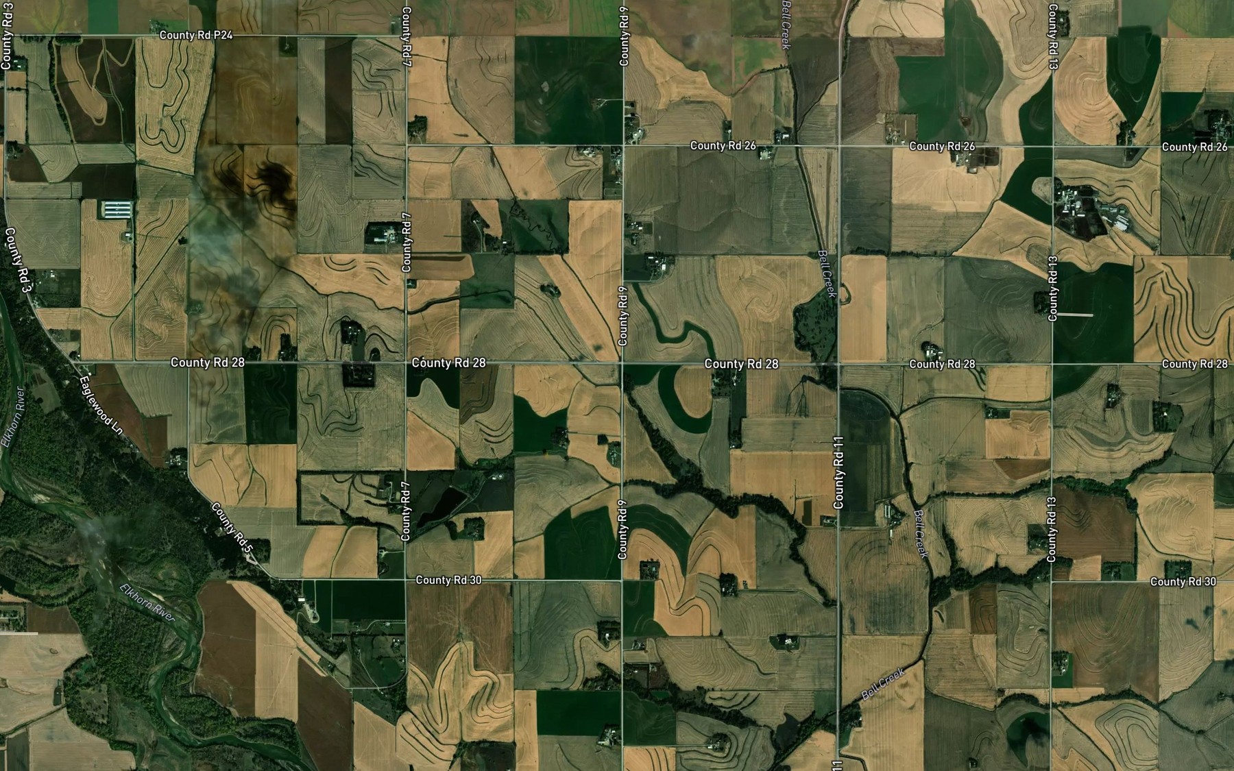 Satellite map of the Ray Creek
