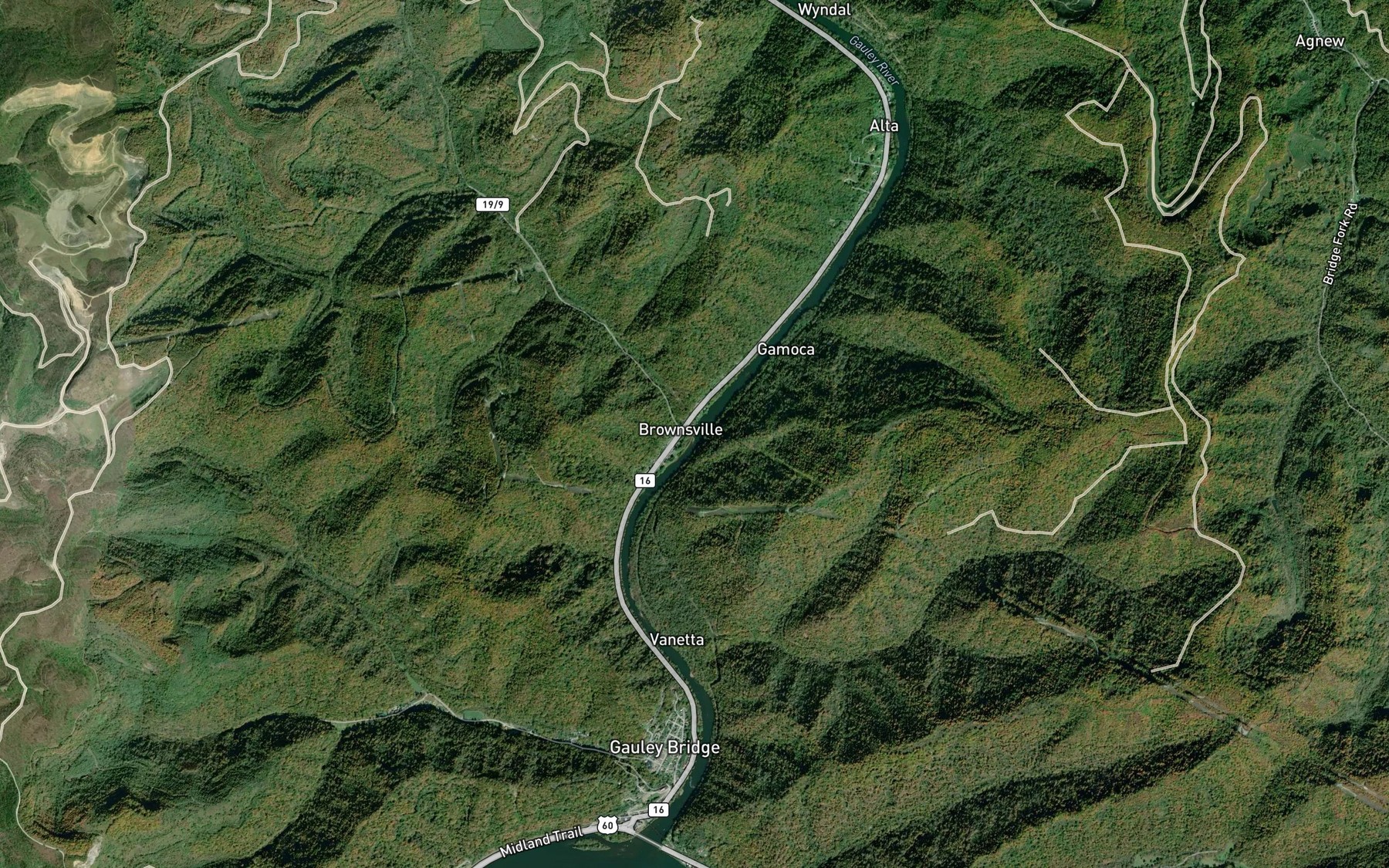 Satellite map of the Big Creek