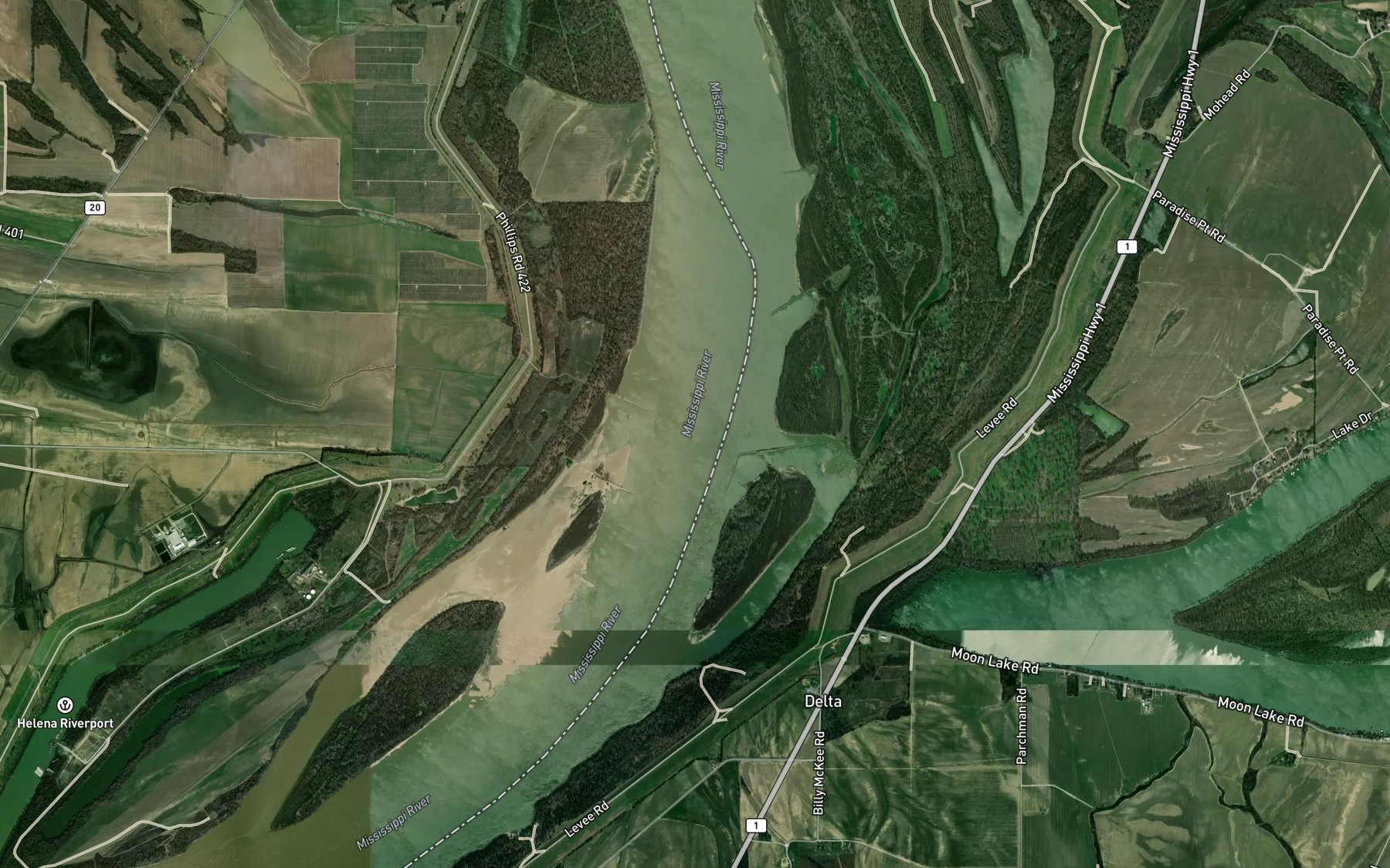 Satellite map of the Montezuma Bend