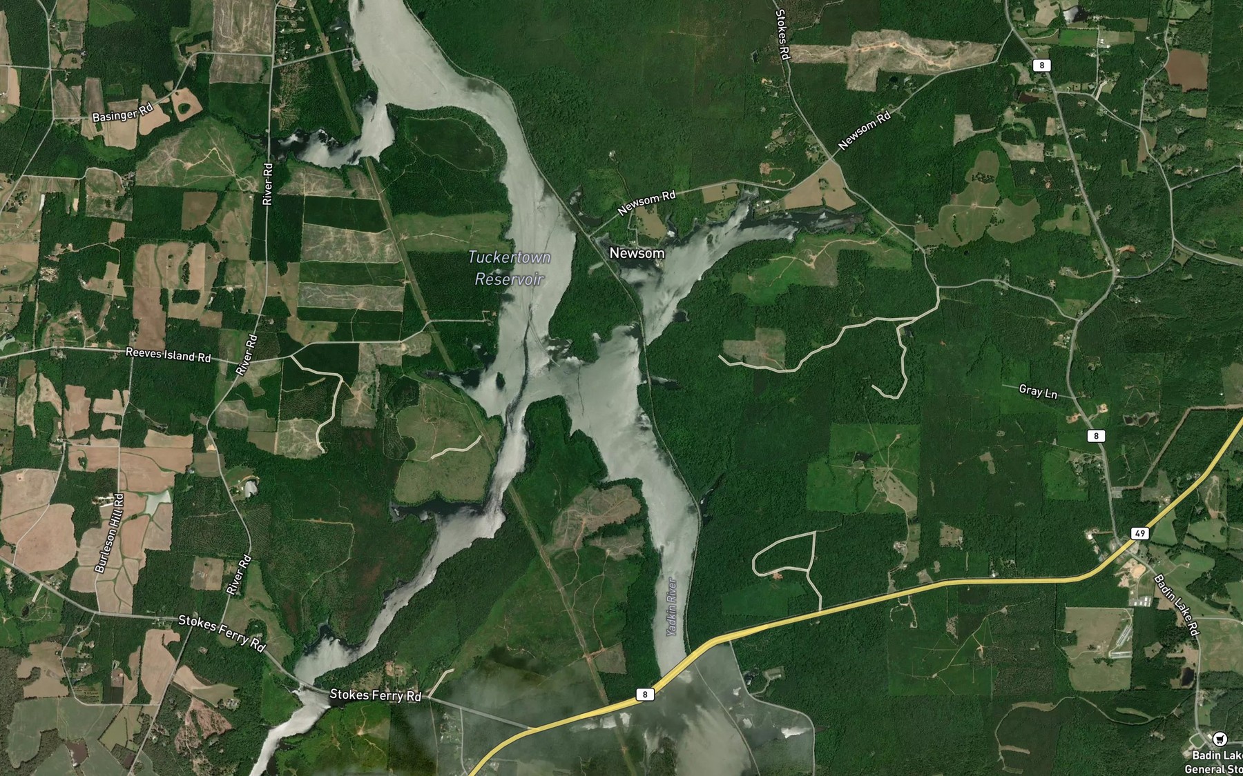 Satellite map of the Ellis Creek