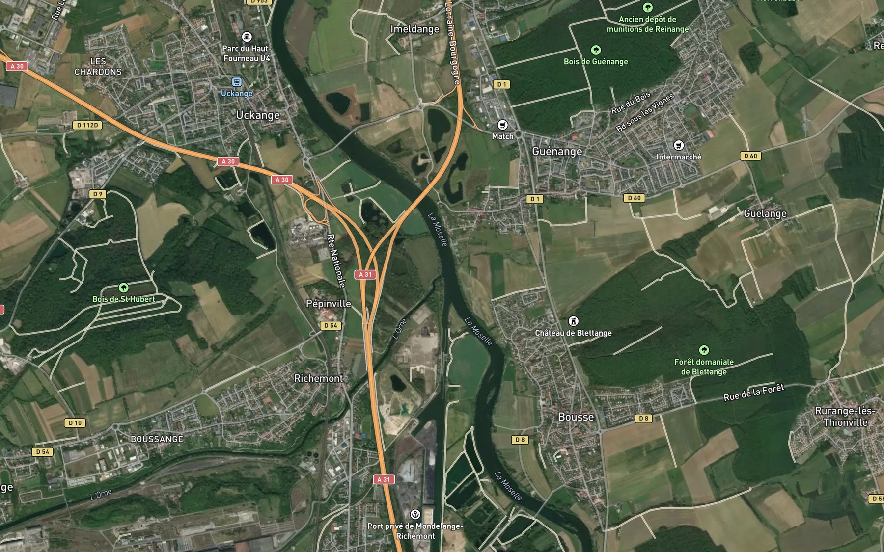 Satellite map of the Orne