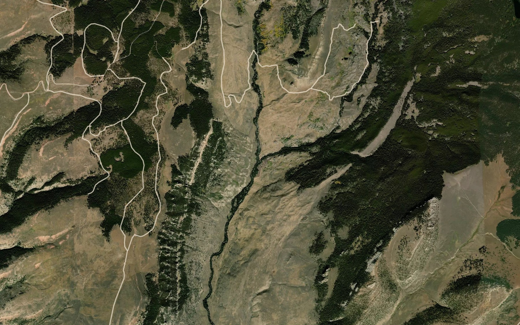 Satellite map of the North Paint Rock Creek