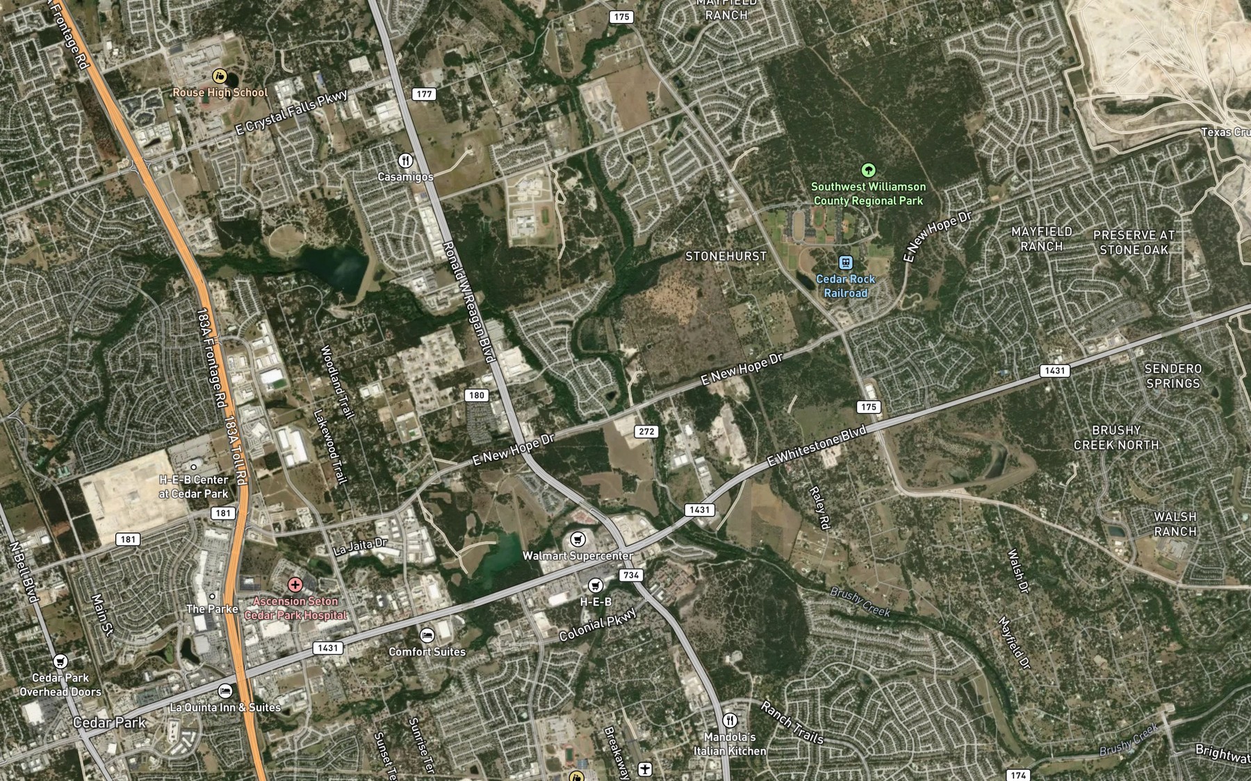 Satellite map of the Block House Creek
