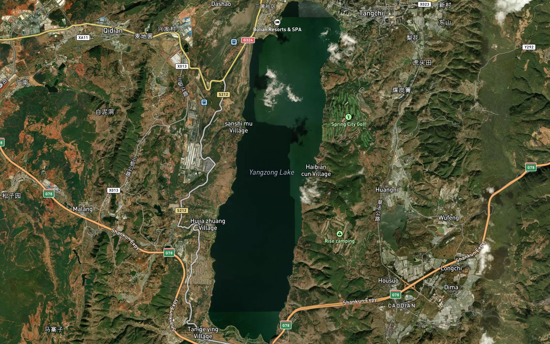 Satellite map of the Yangzong Hai