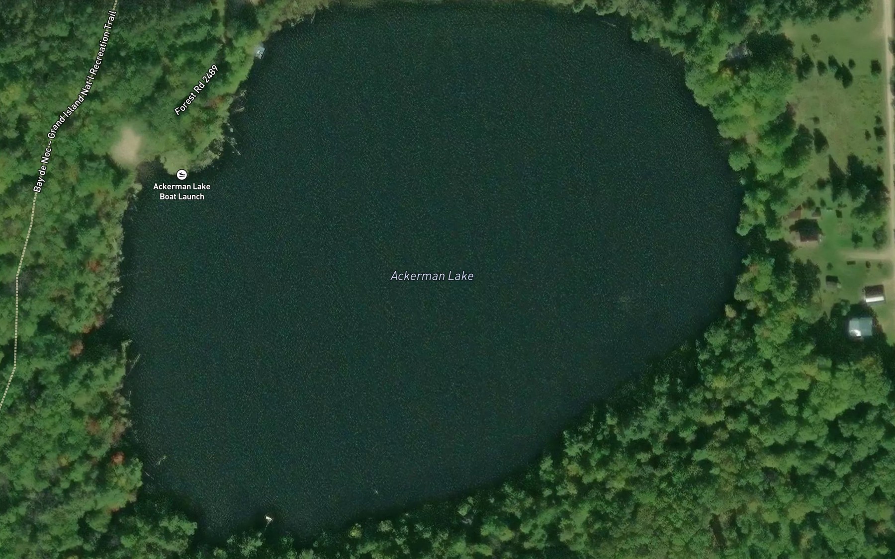 Satellite map of the Ackerman Lake