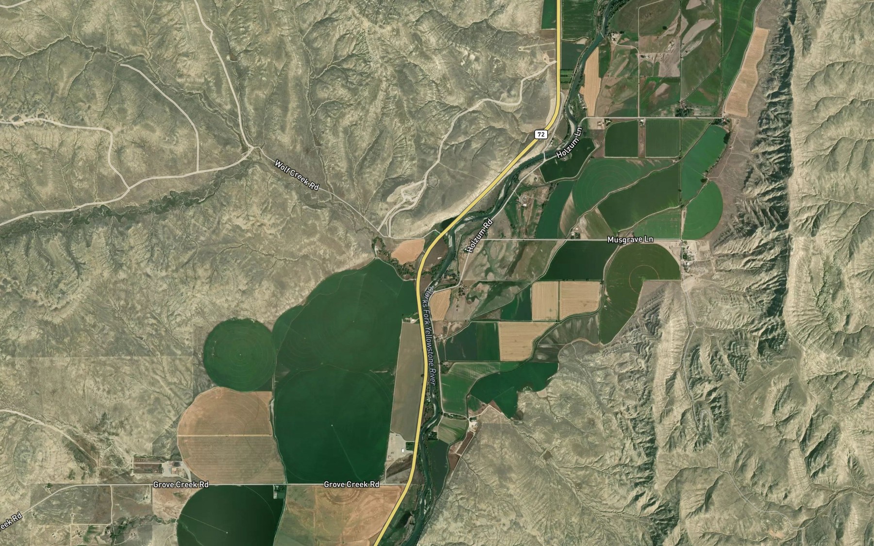 Satellite map of the Wolf Creek