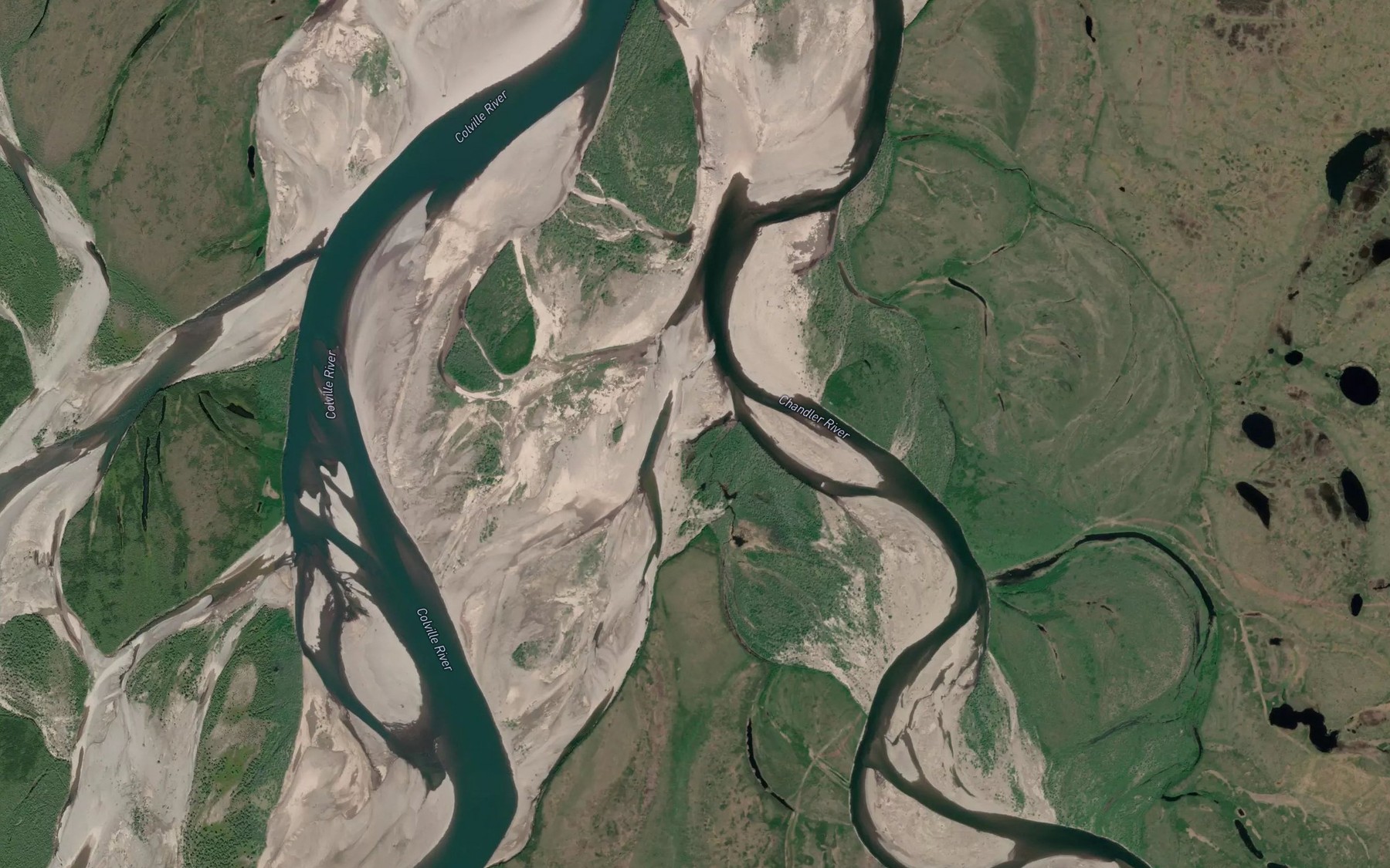 Satellite map of the Chandler River