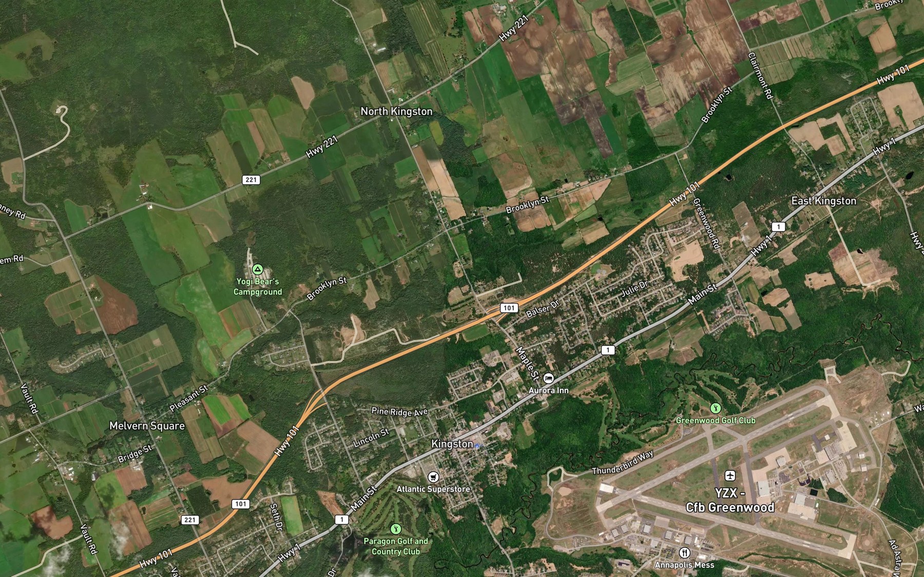 Satellite map of the Neilys Brook