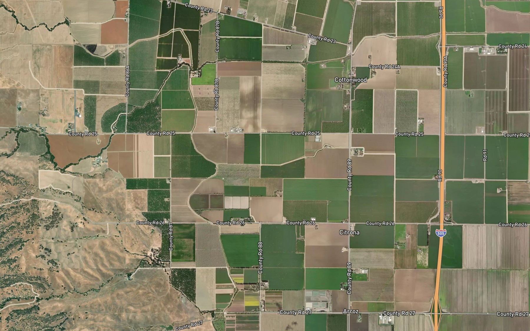 Satellite map of the South Fork Cottonwood Slough