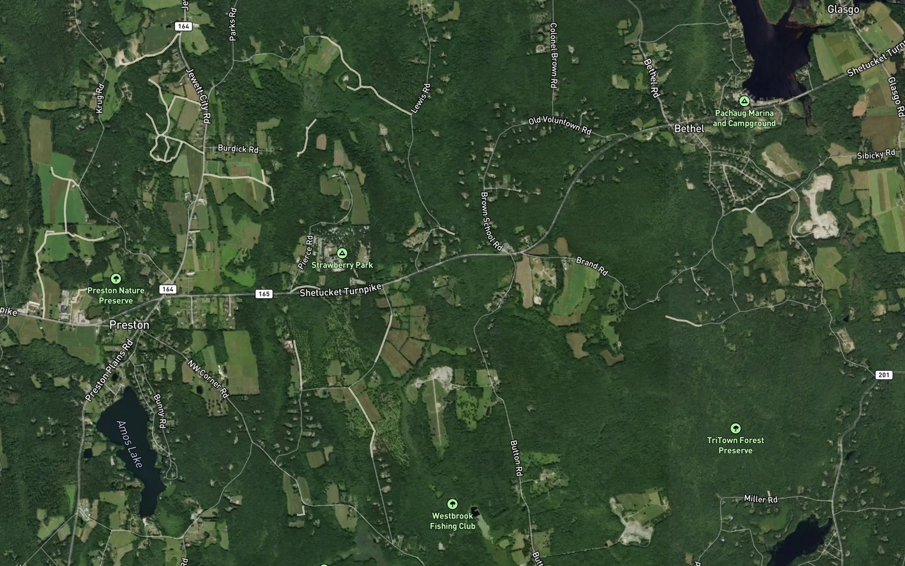 Satellite map of the Miller Brook