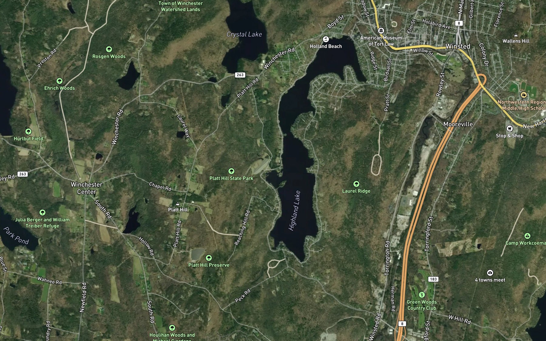 Satellite map of the Sucker Brook
