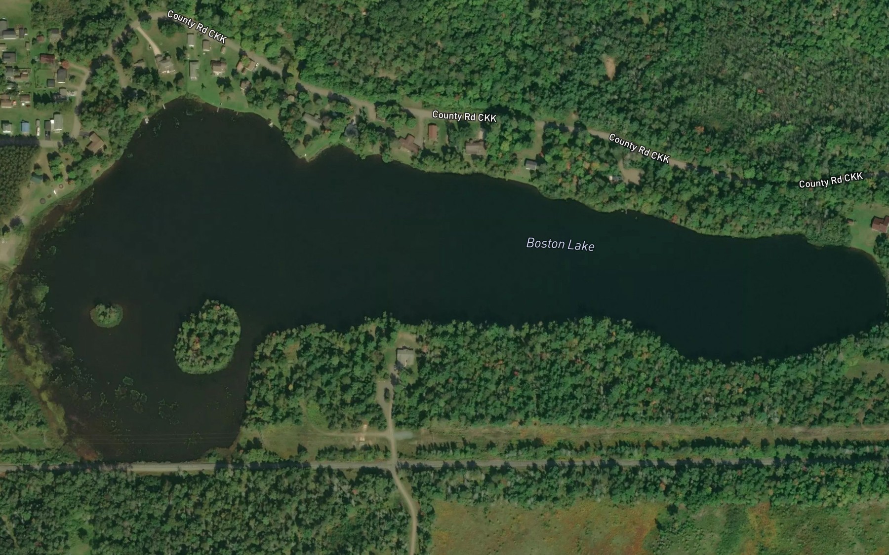 Satellite map of the Boston Lake