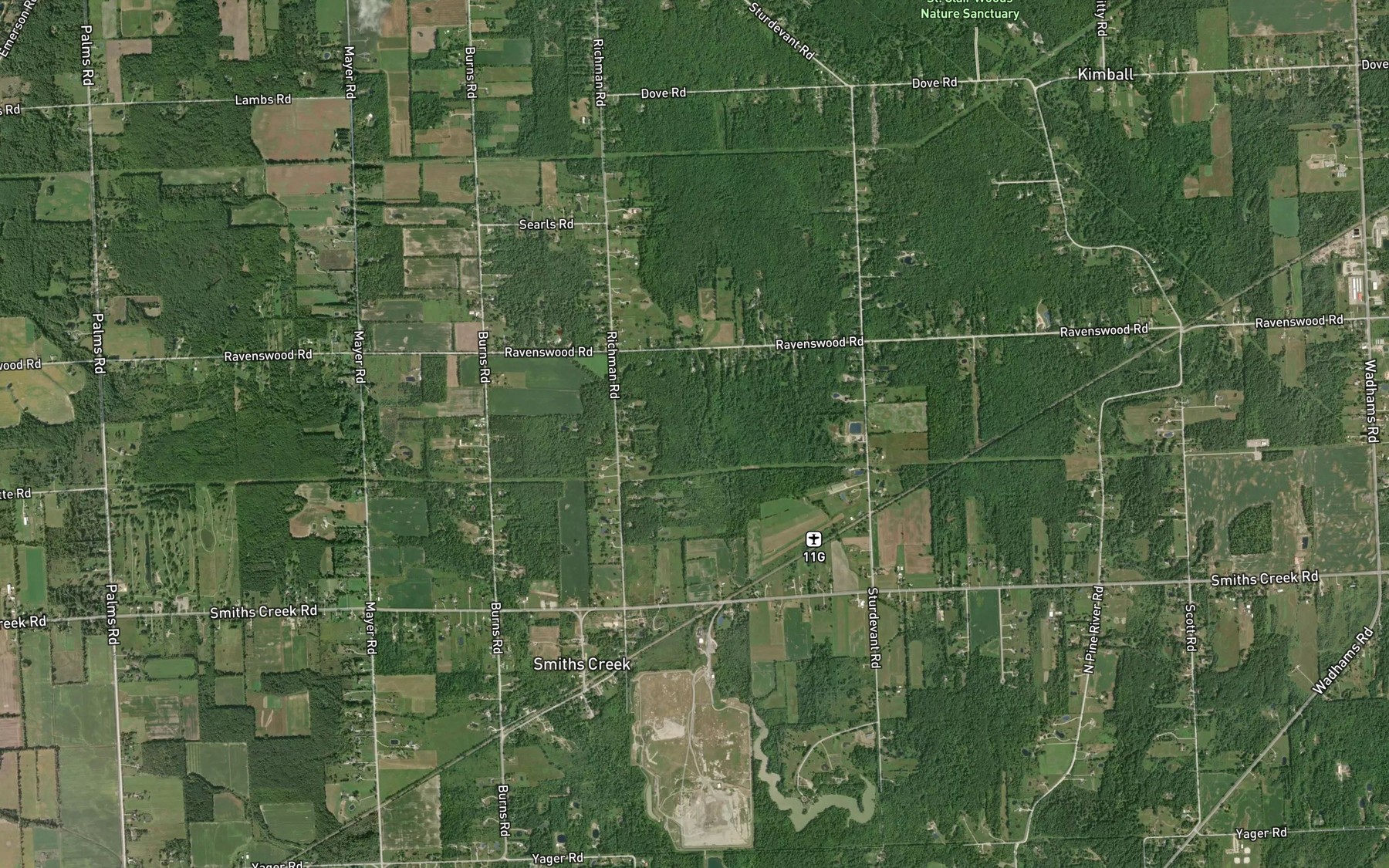 Satellite map of the Nelson Drain