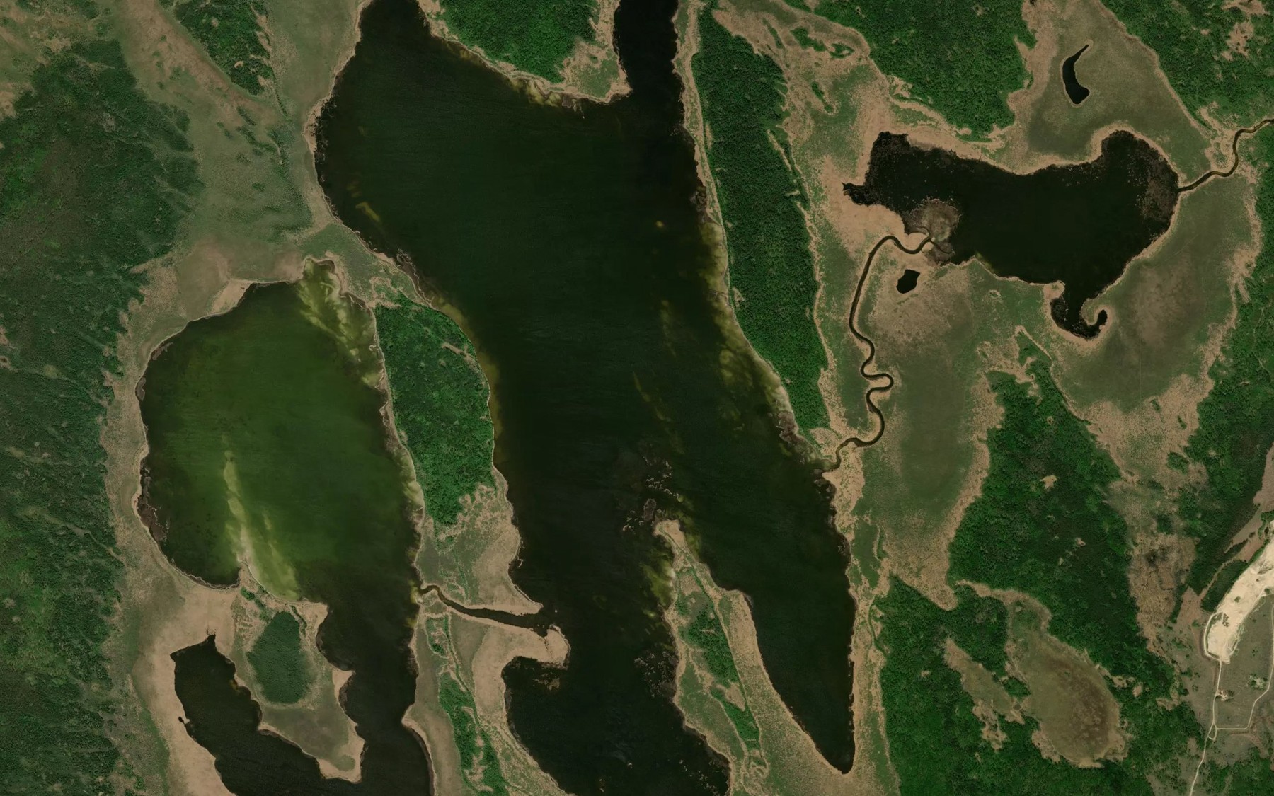 Satellite map of the Two Rivers Lakes