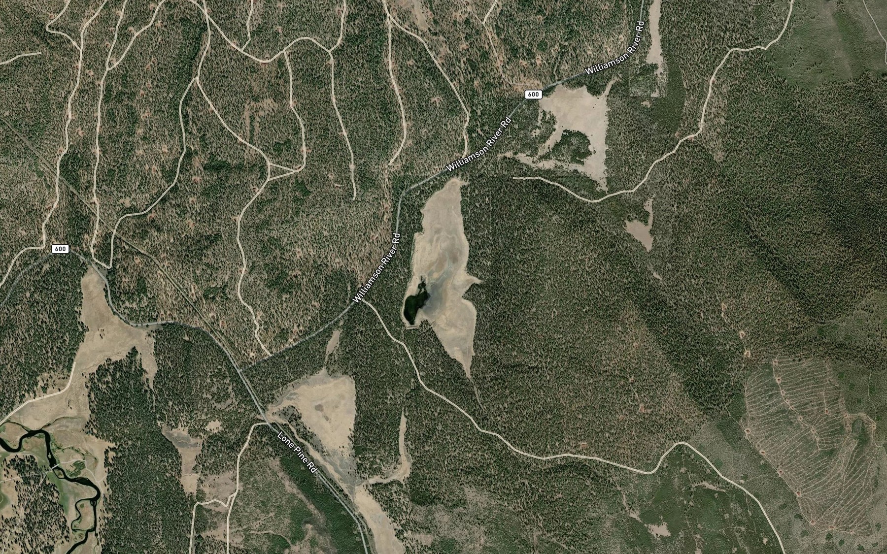 Satellite map of the Hawks Lake