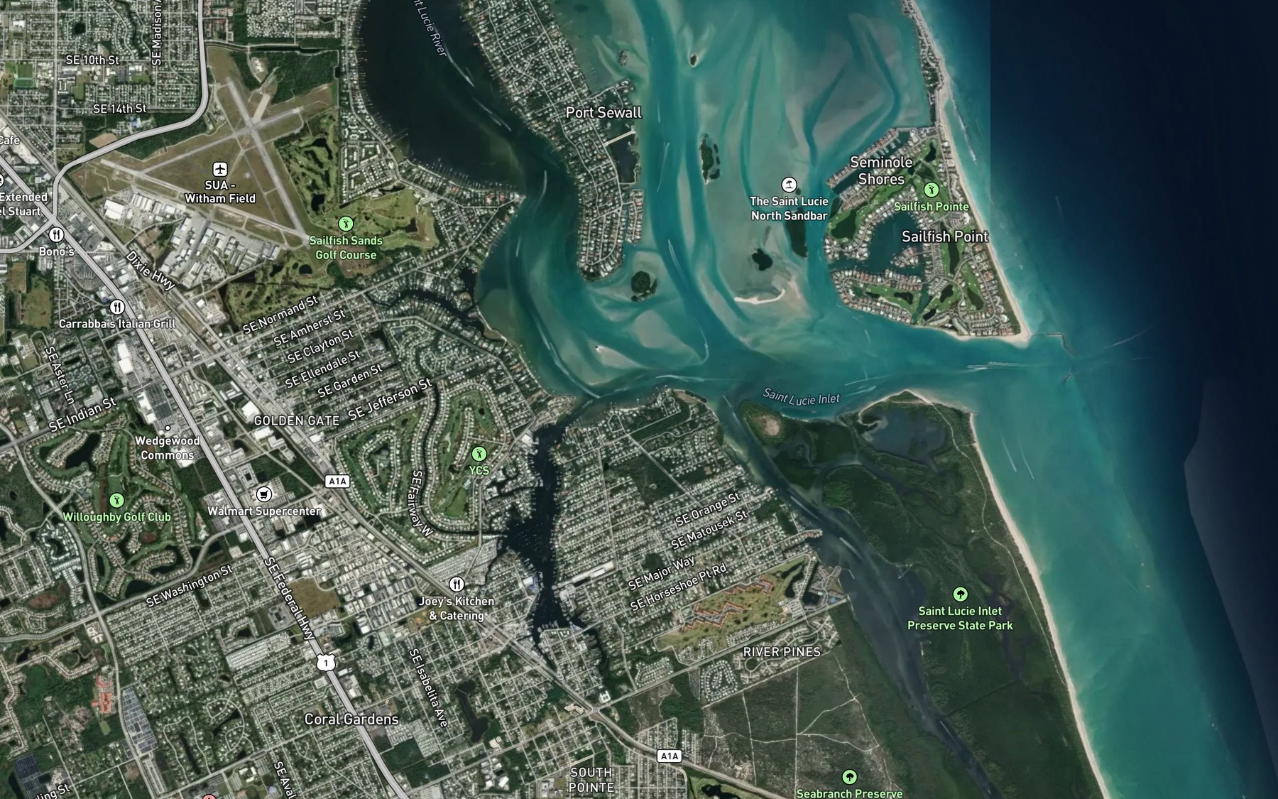 Satellite map of the Rocky Point Cove