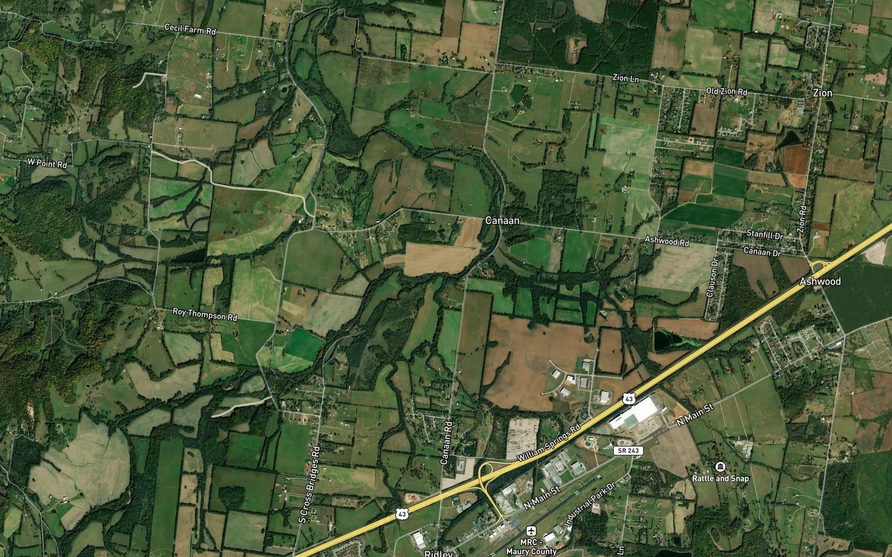 Satellite map of the Sugar Fork