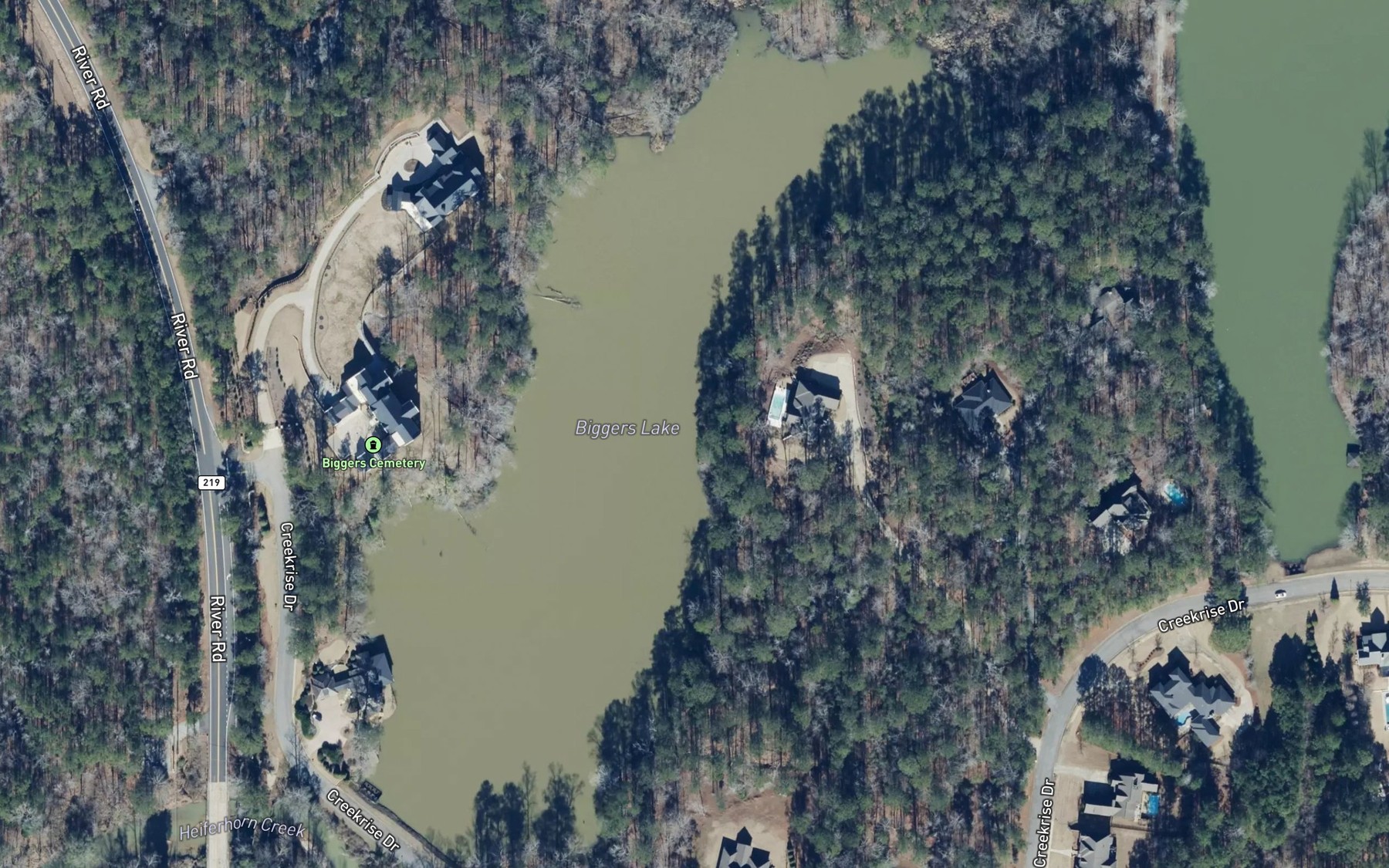 Satellite map of the Biggers Lake