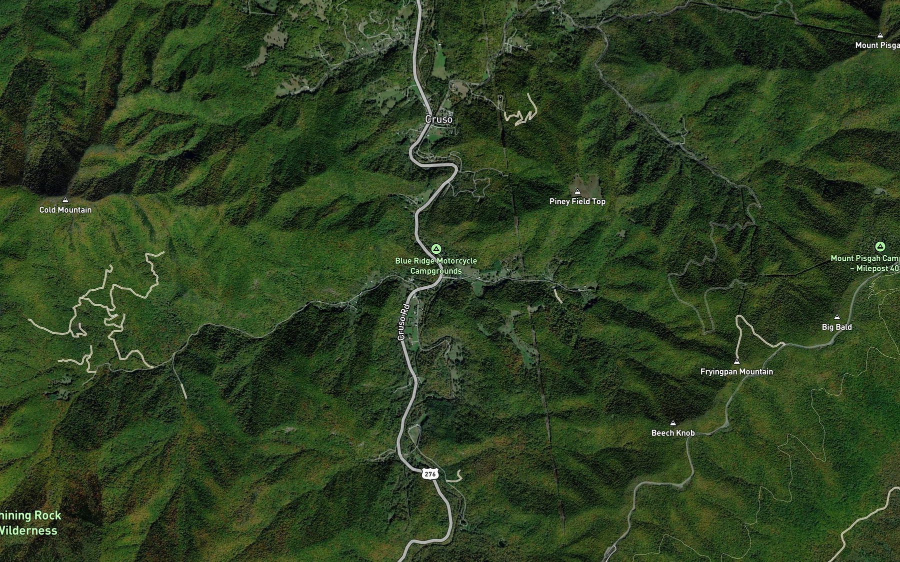 Satellite map of the Hungry Creek