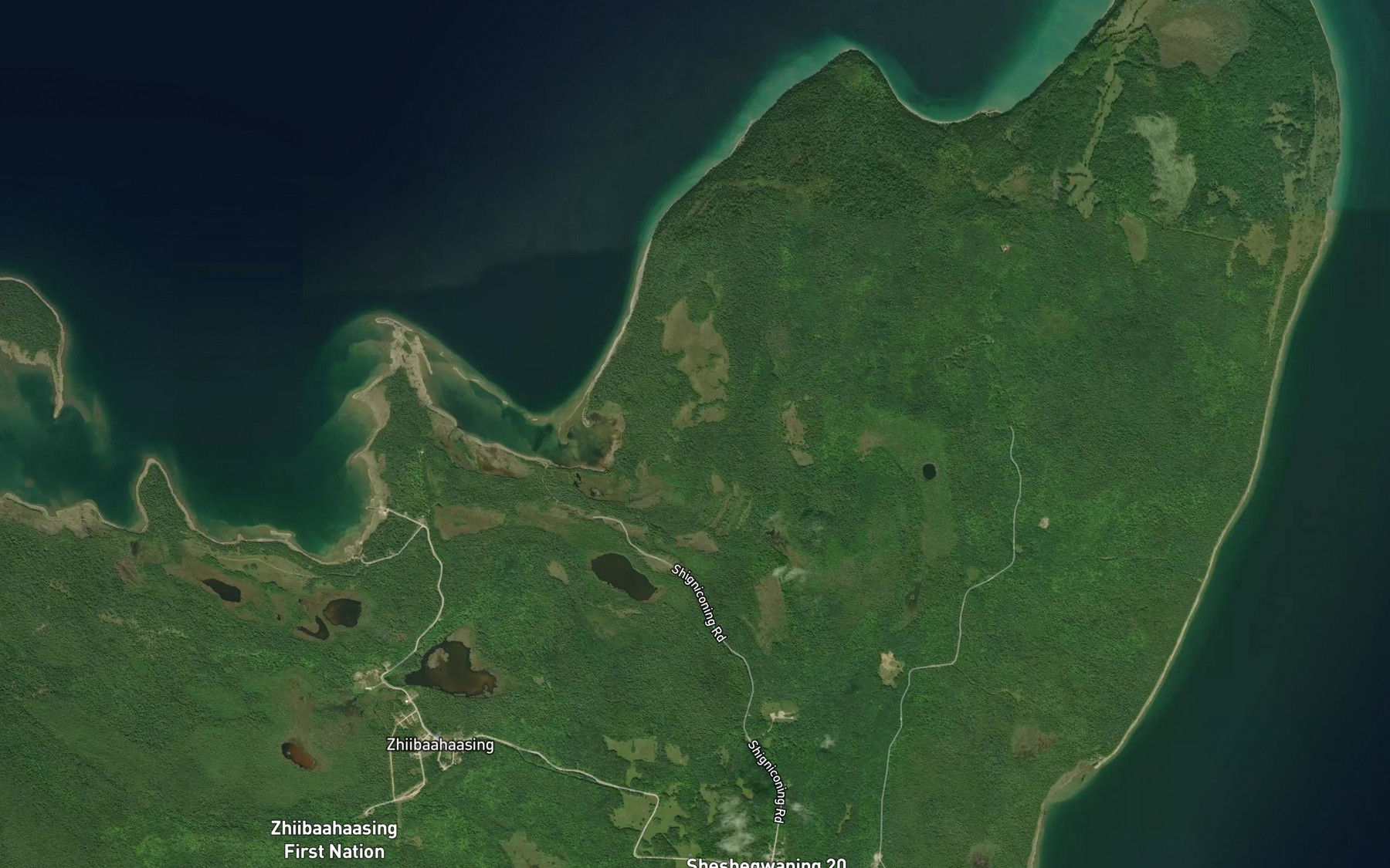 Satellite map of the Shigniconing Bay