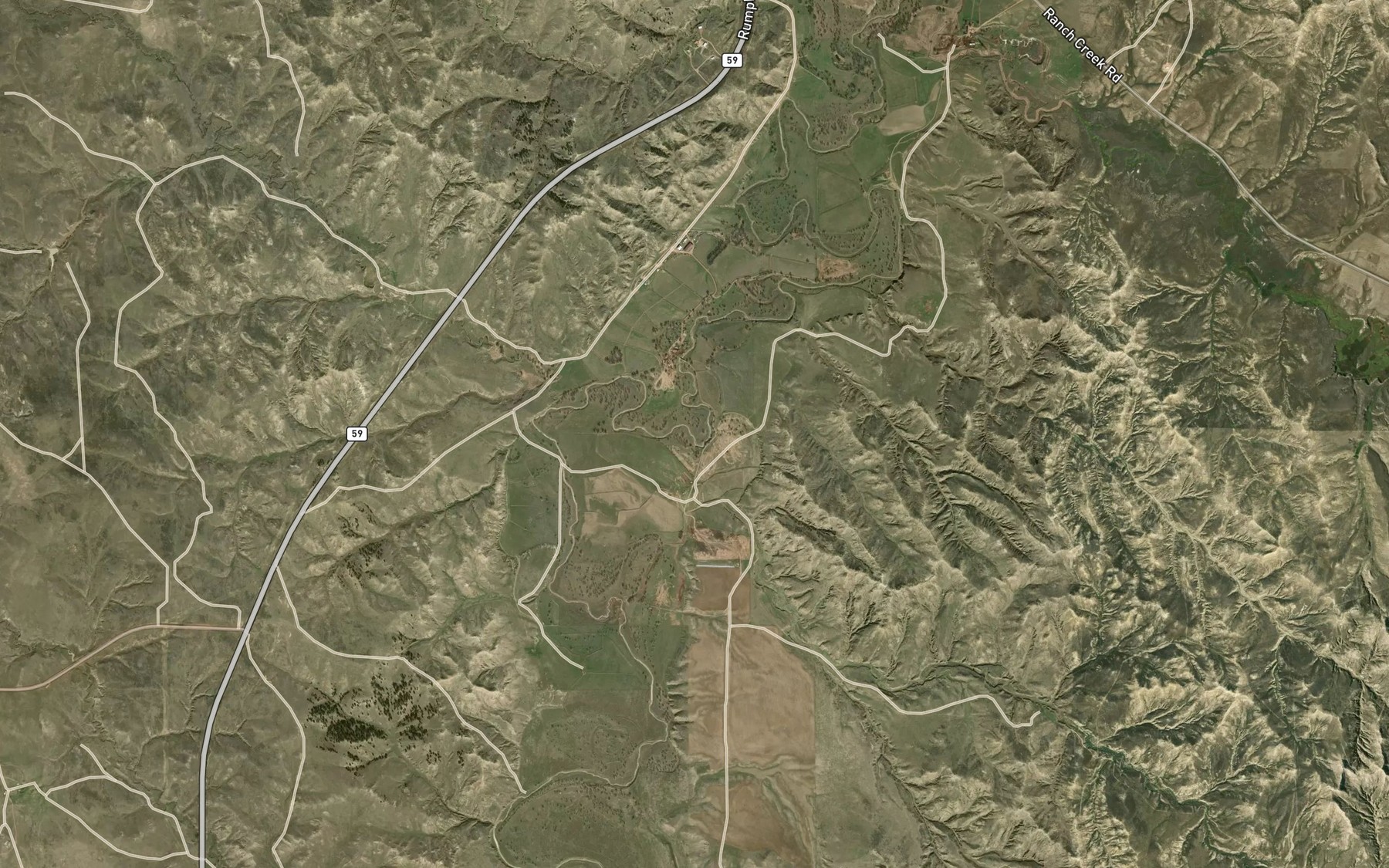 Satellite map of the Williams Creek