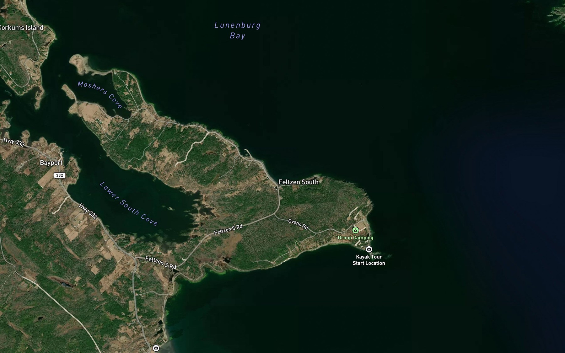 Satellite map of the Spindler Cove