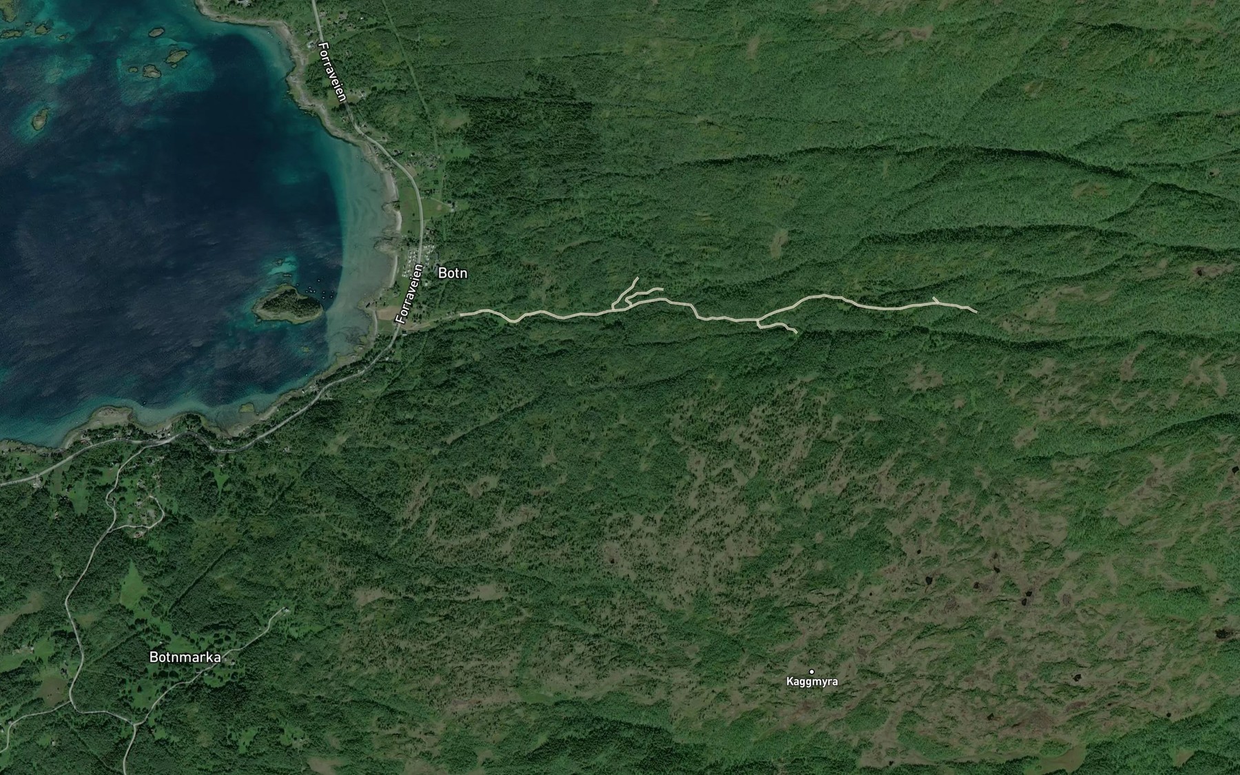 Satellite map of the Heggebakkelva