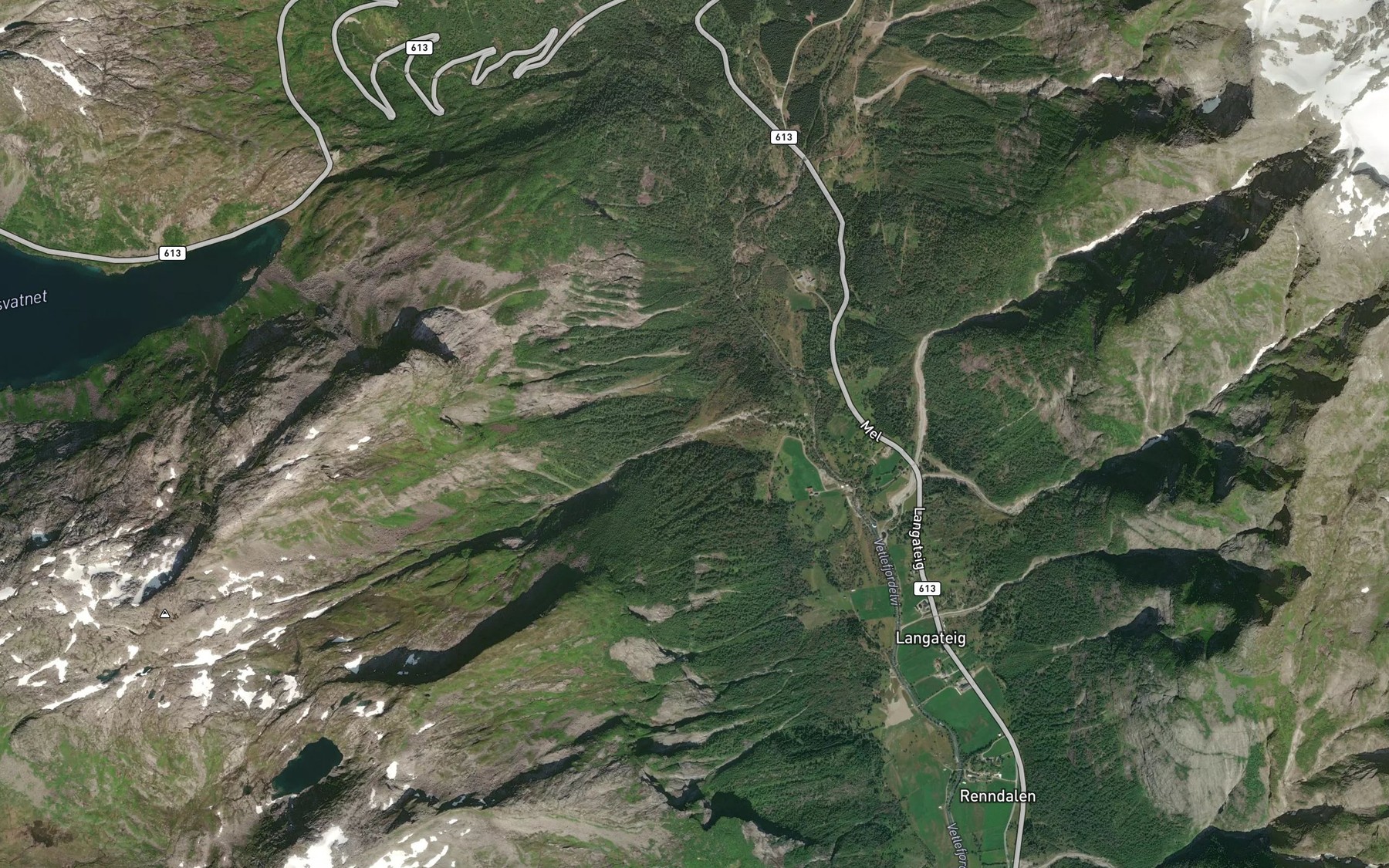 Satellite map of the Slakedalsfossen