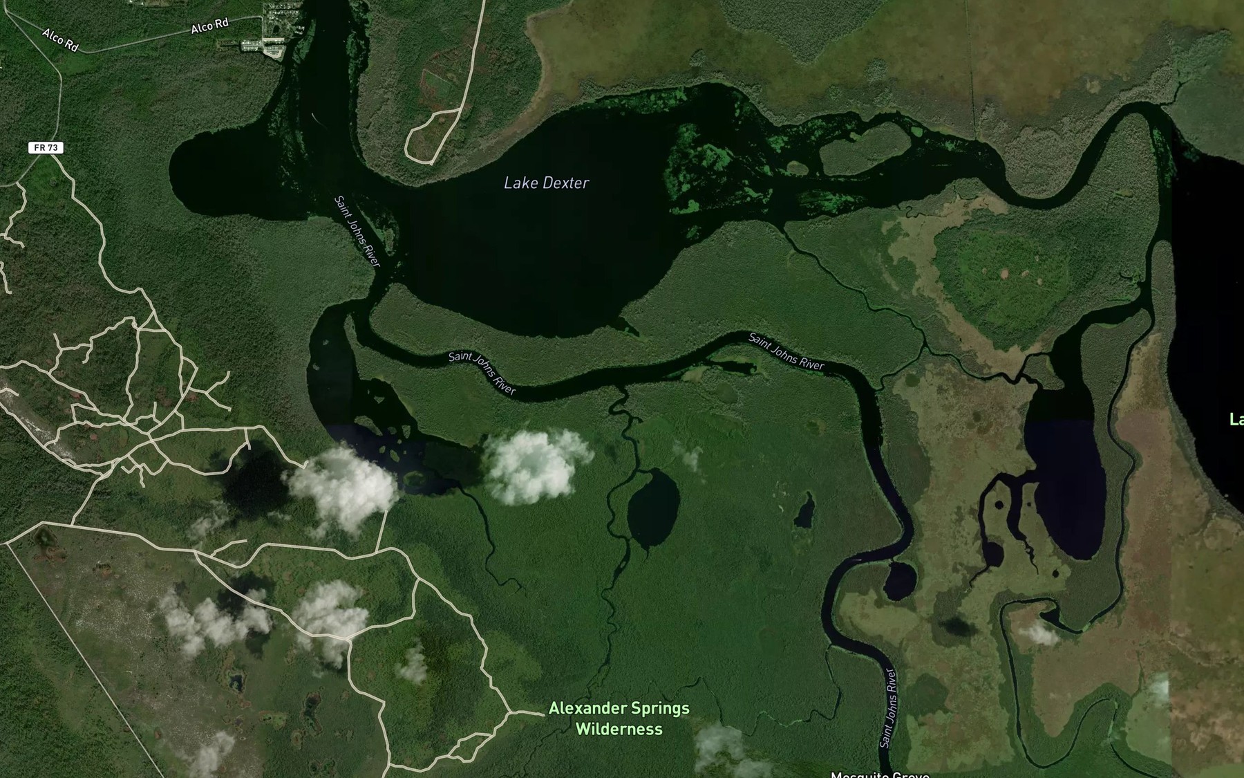 Satellite map of the Alexander Springs Creek