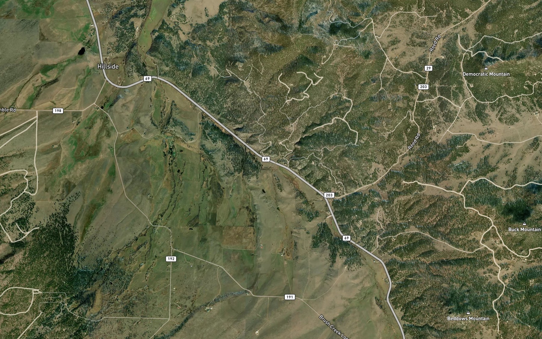 Satellite map of the O'Leary Creek