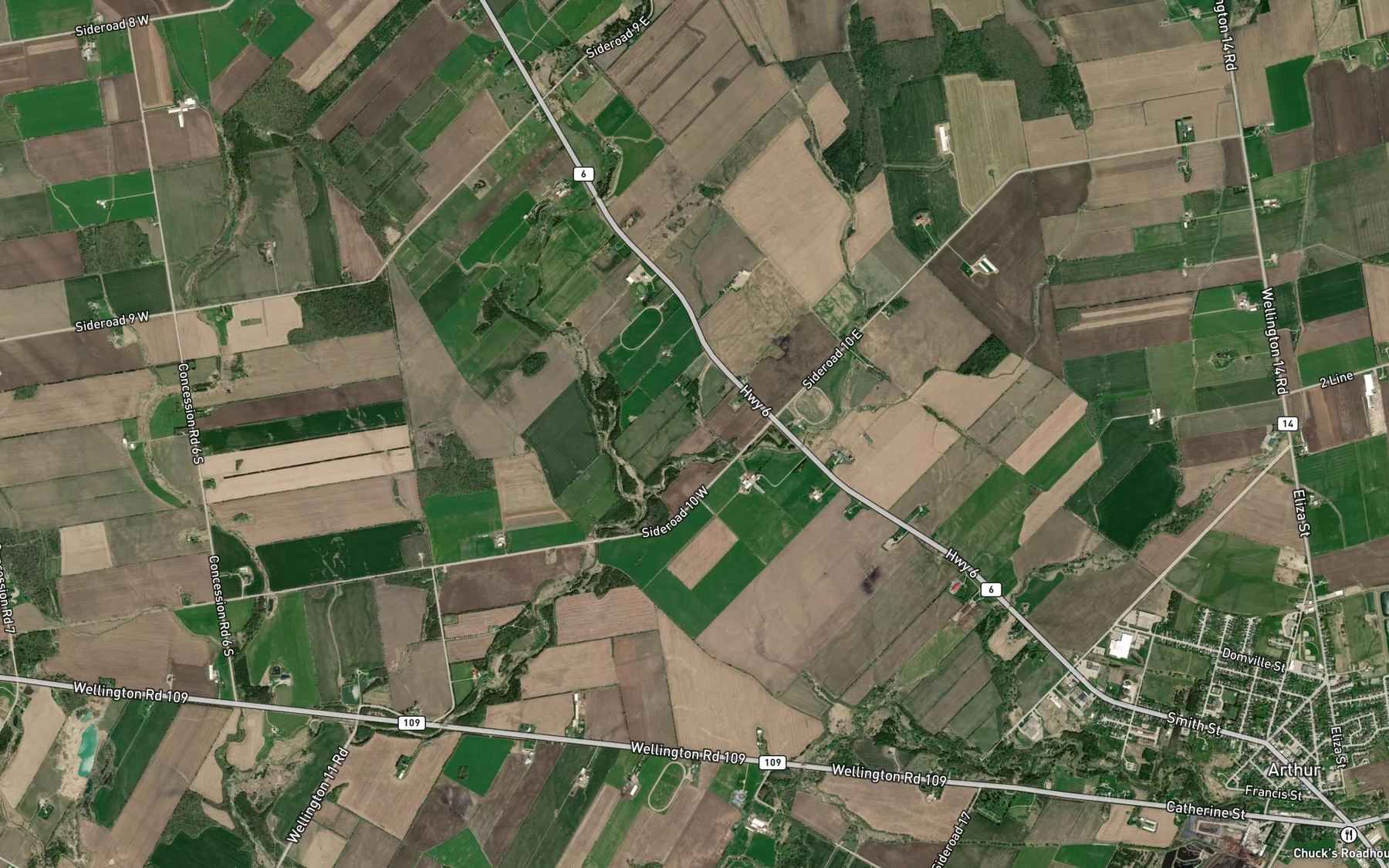 Satellite map of the Four Mile Creek