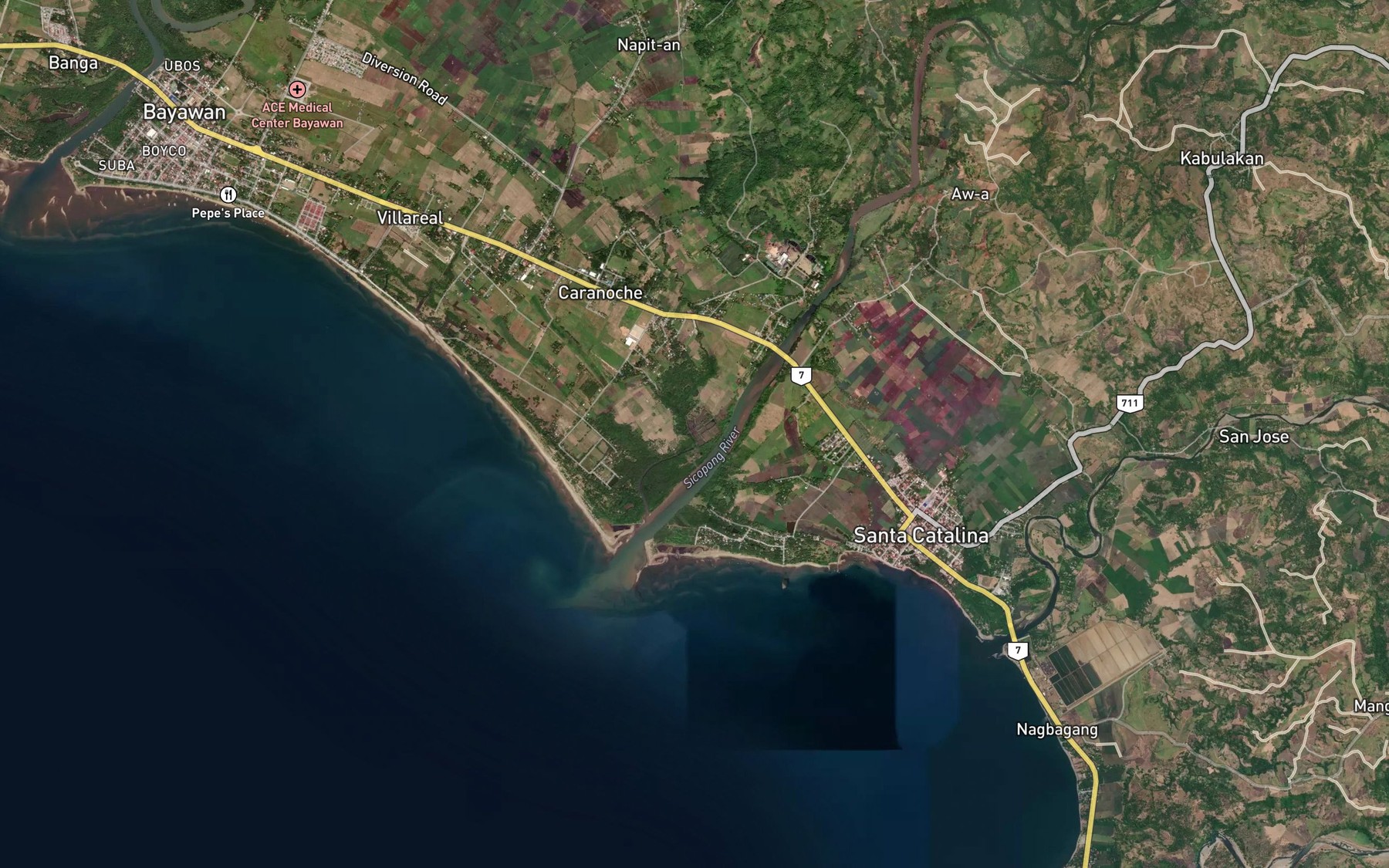 Satellite map of the Patigawon Creek