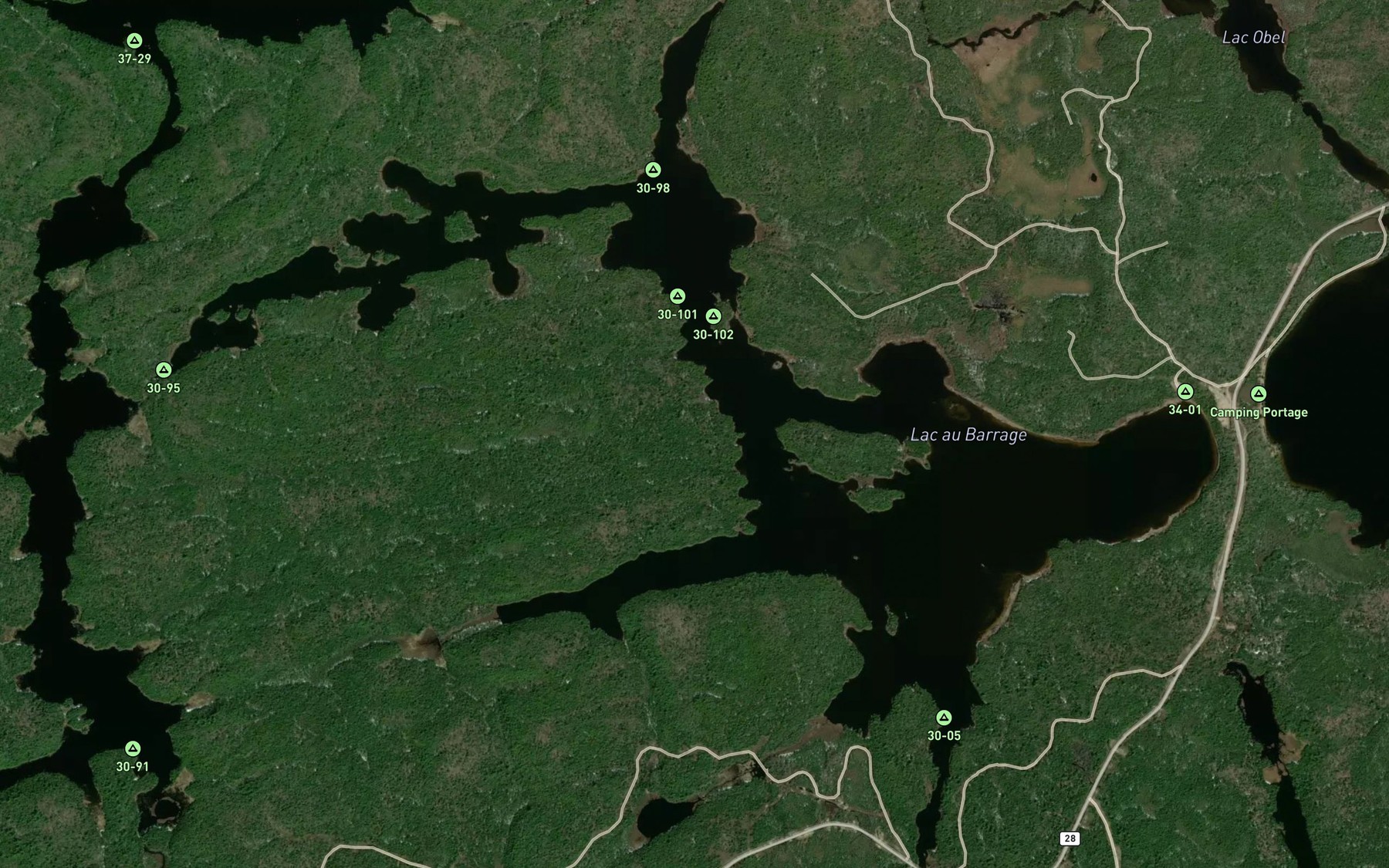 Satellite map of the Lac au Barrage