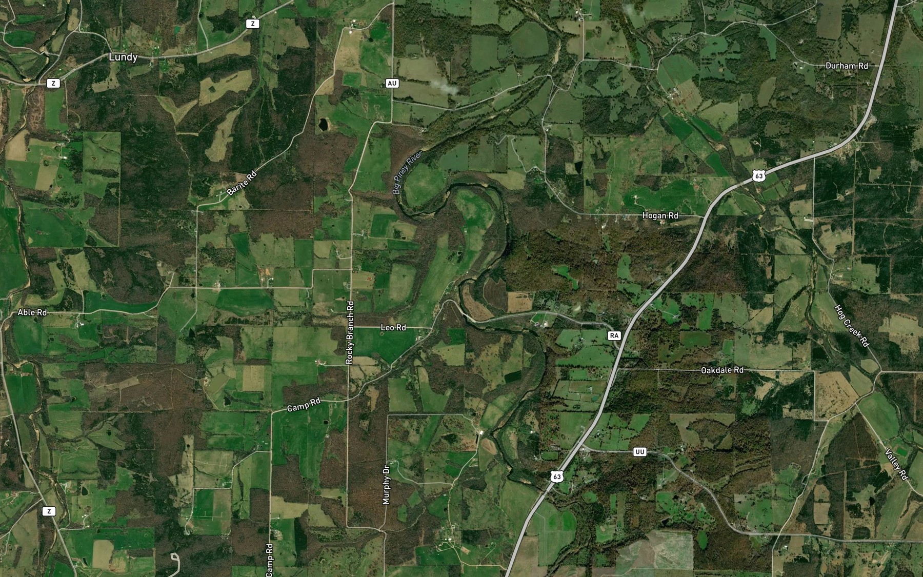 Satellite map of the Rocky Branch
