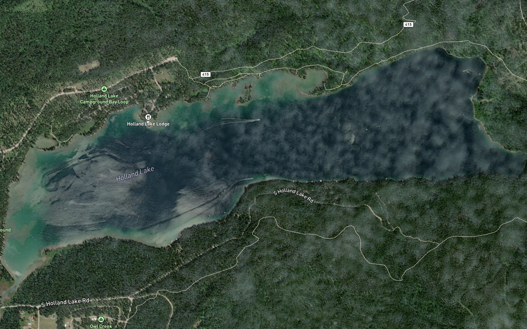 Satellite map of the Holland Lake
