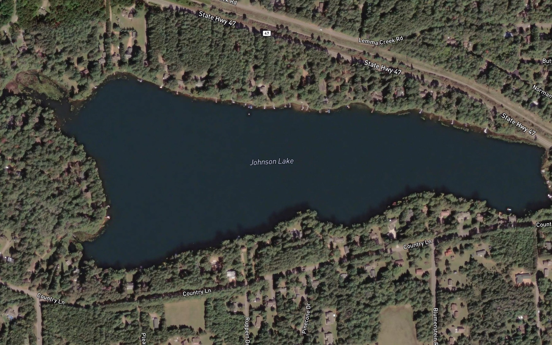 Satellite map of the Johnson Lake