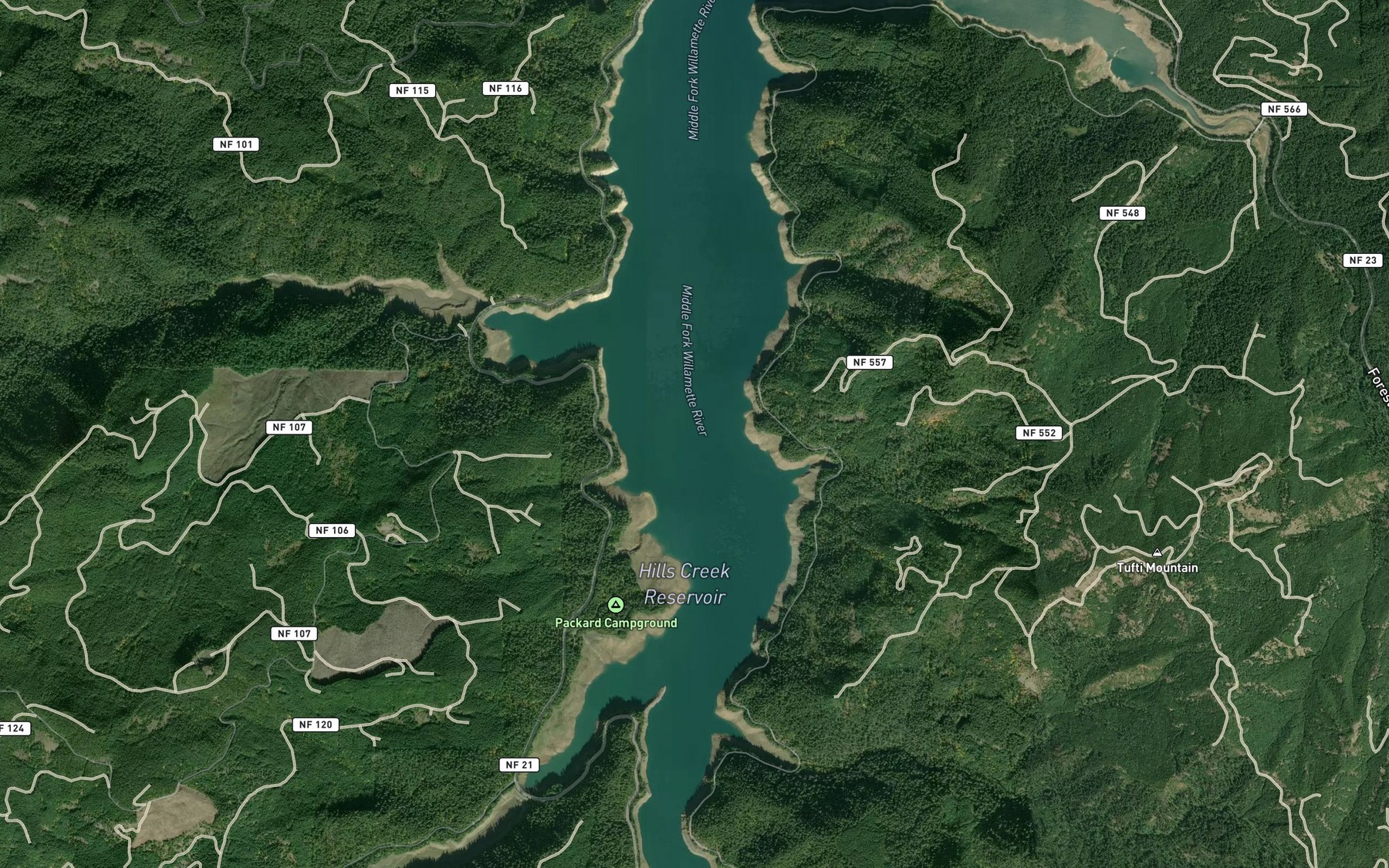 Satellite map of the Modoc Creek