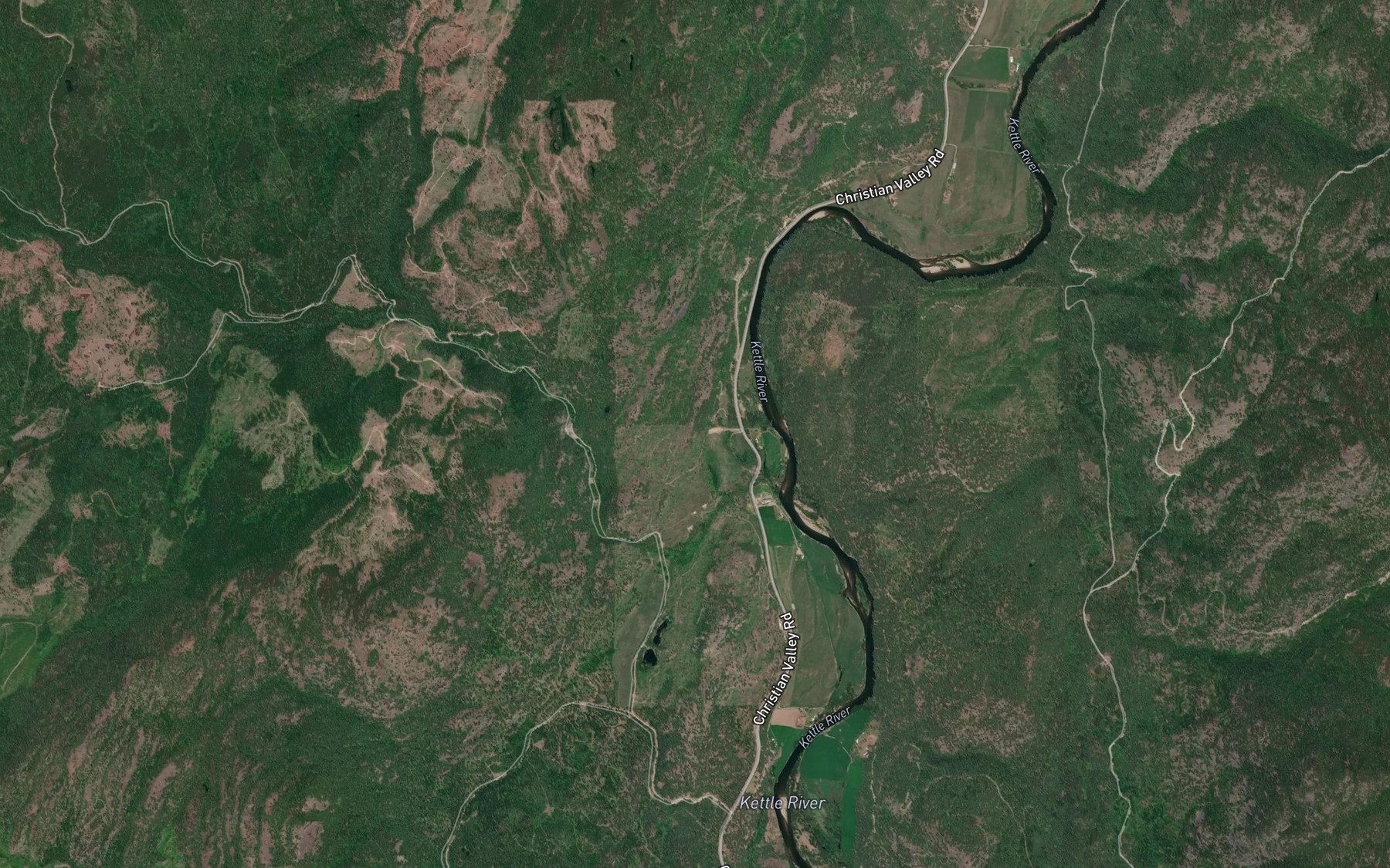 Satellite map of the Ouellette Creek