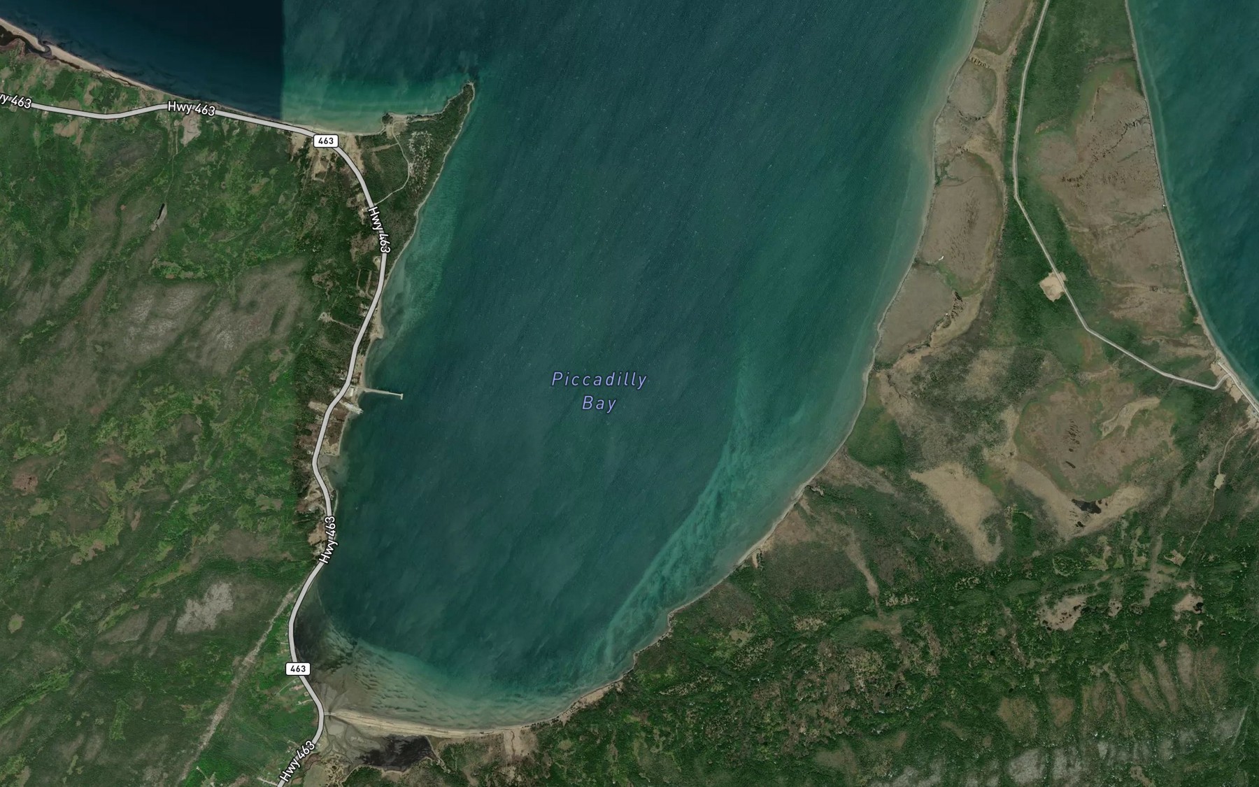 Satellite map of the Piccadilly Bay