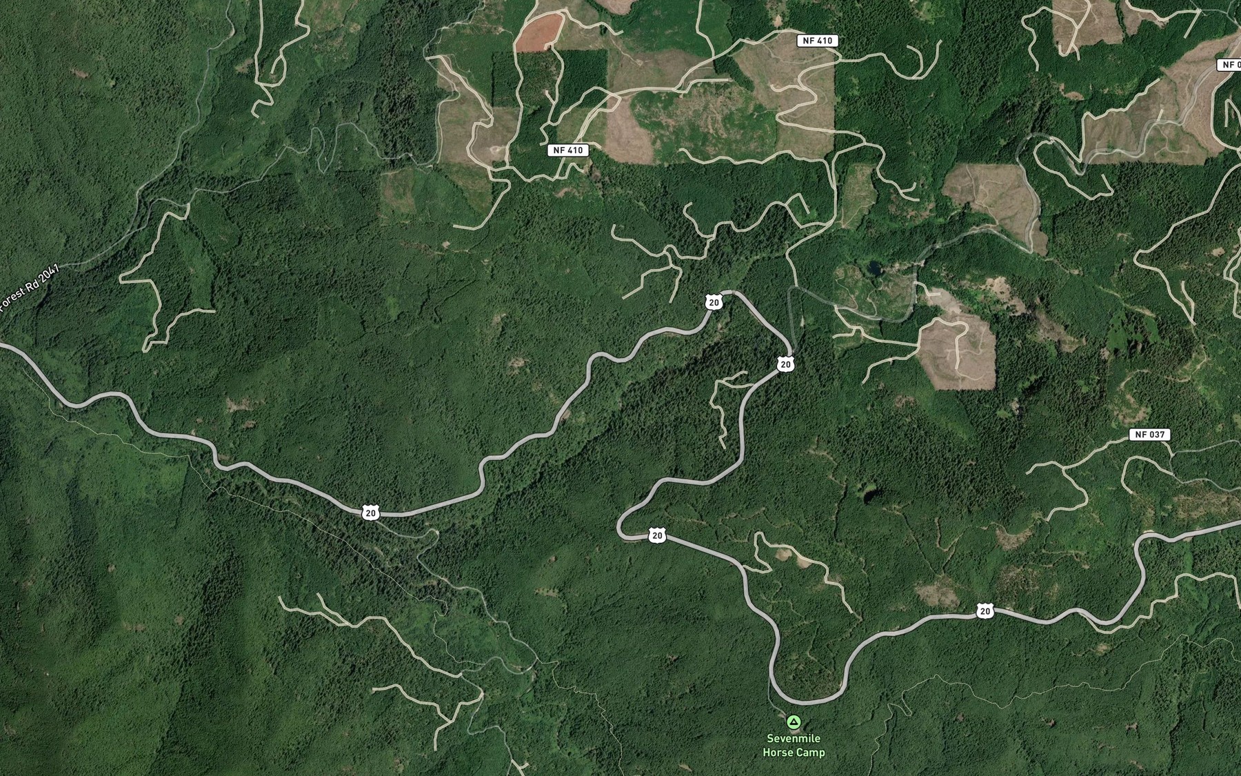 Satellite map of the Crazy Creek