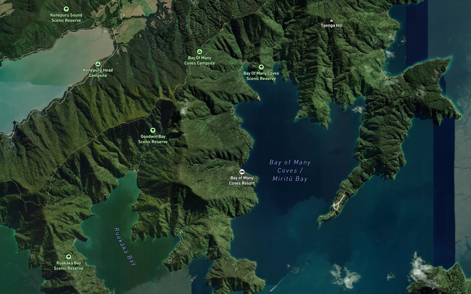 Satellite map of the Arthurs Bay