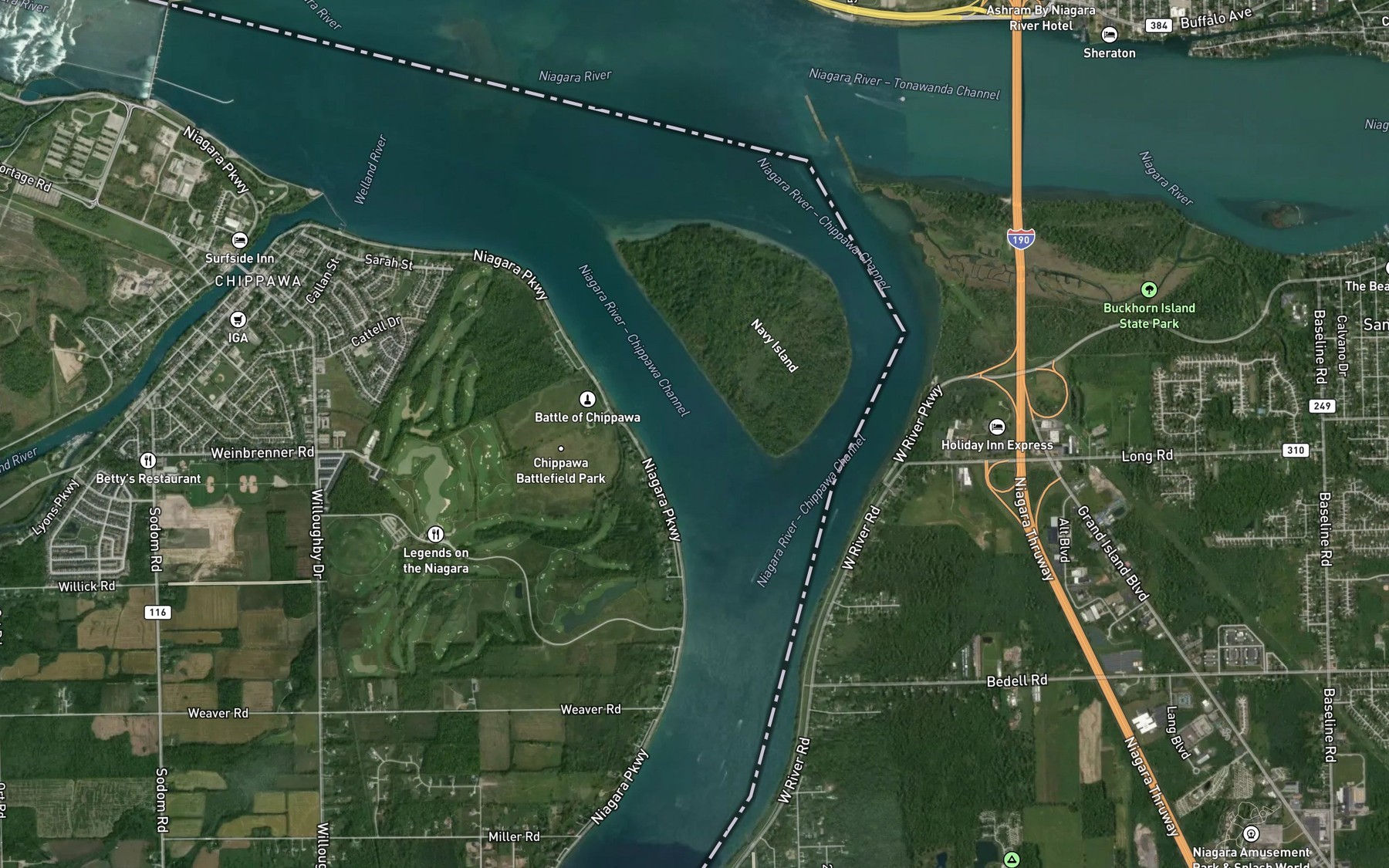 Satellite map of the Usshers Creek