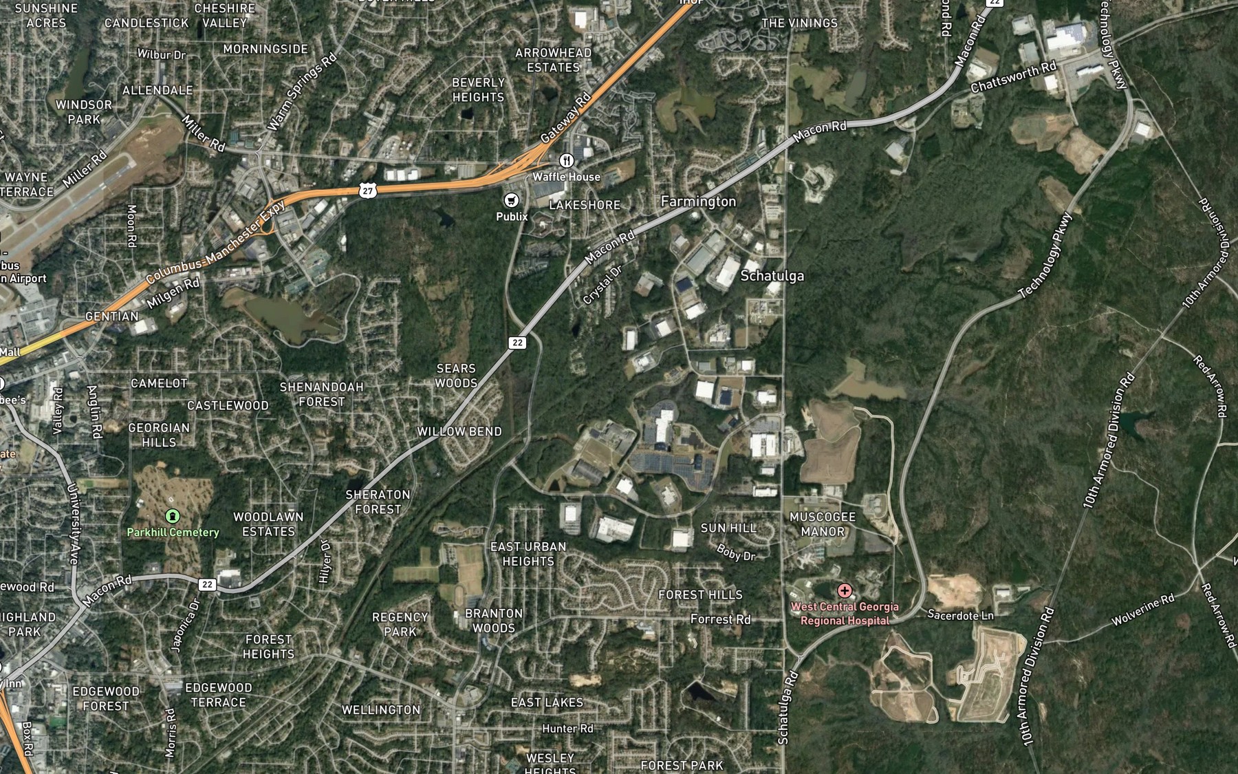 Satellite map of the Flatrock Creek