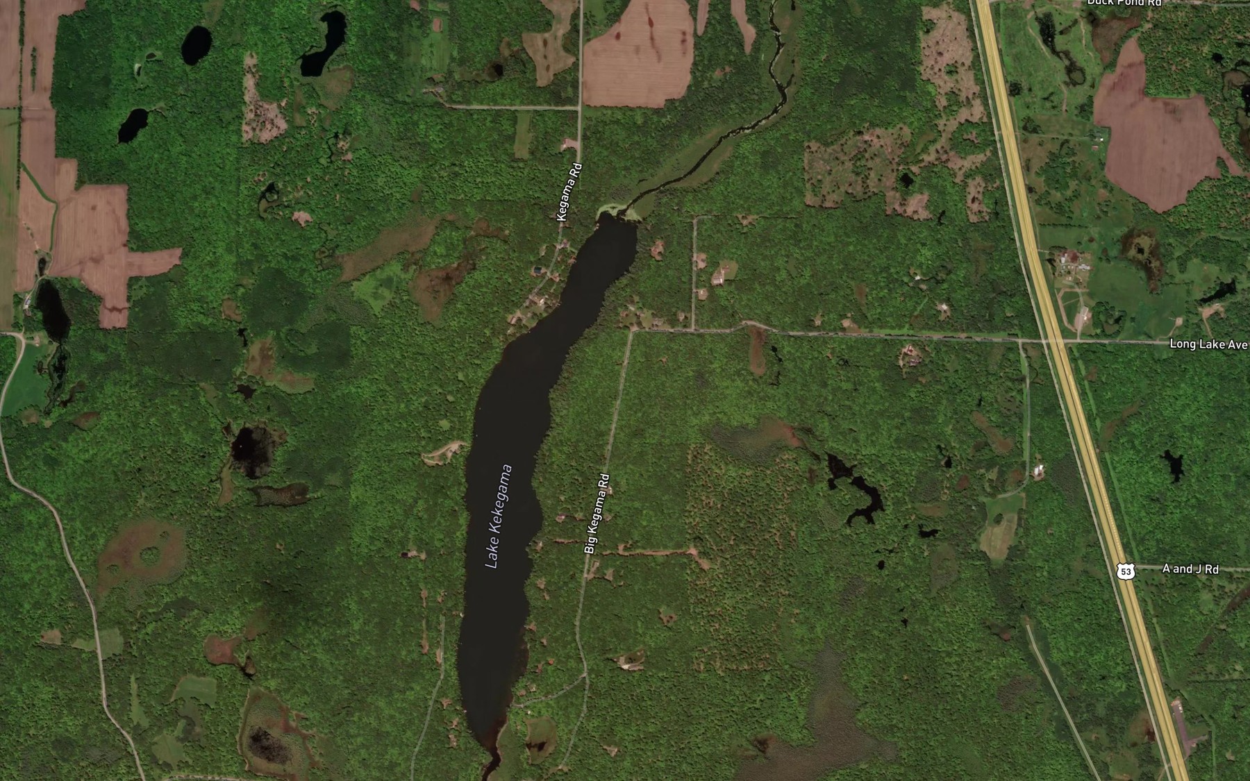 Satellite map of the Kekegama Lake