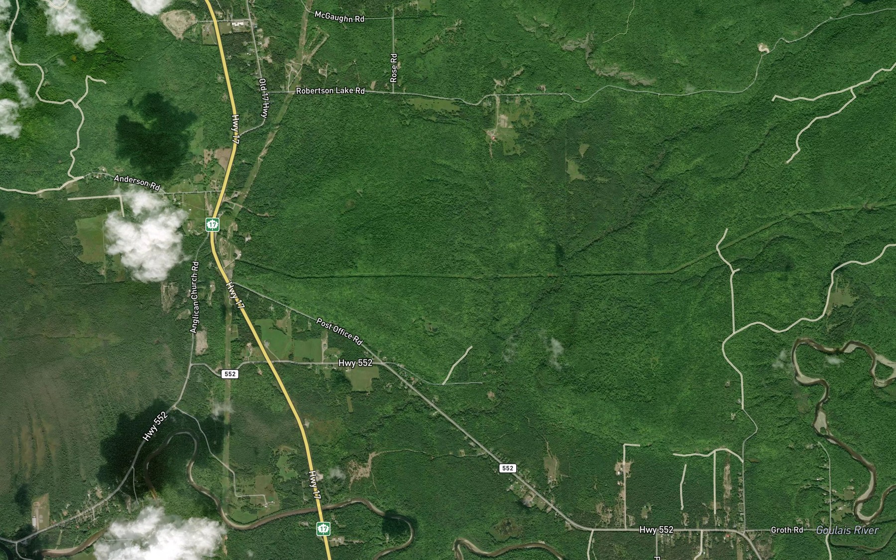 Satellite map of the Taylor Creek