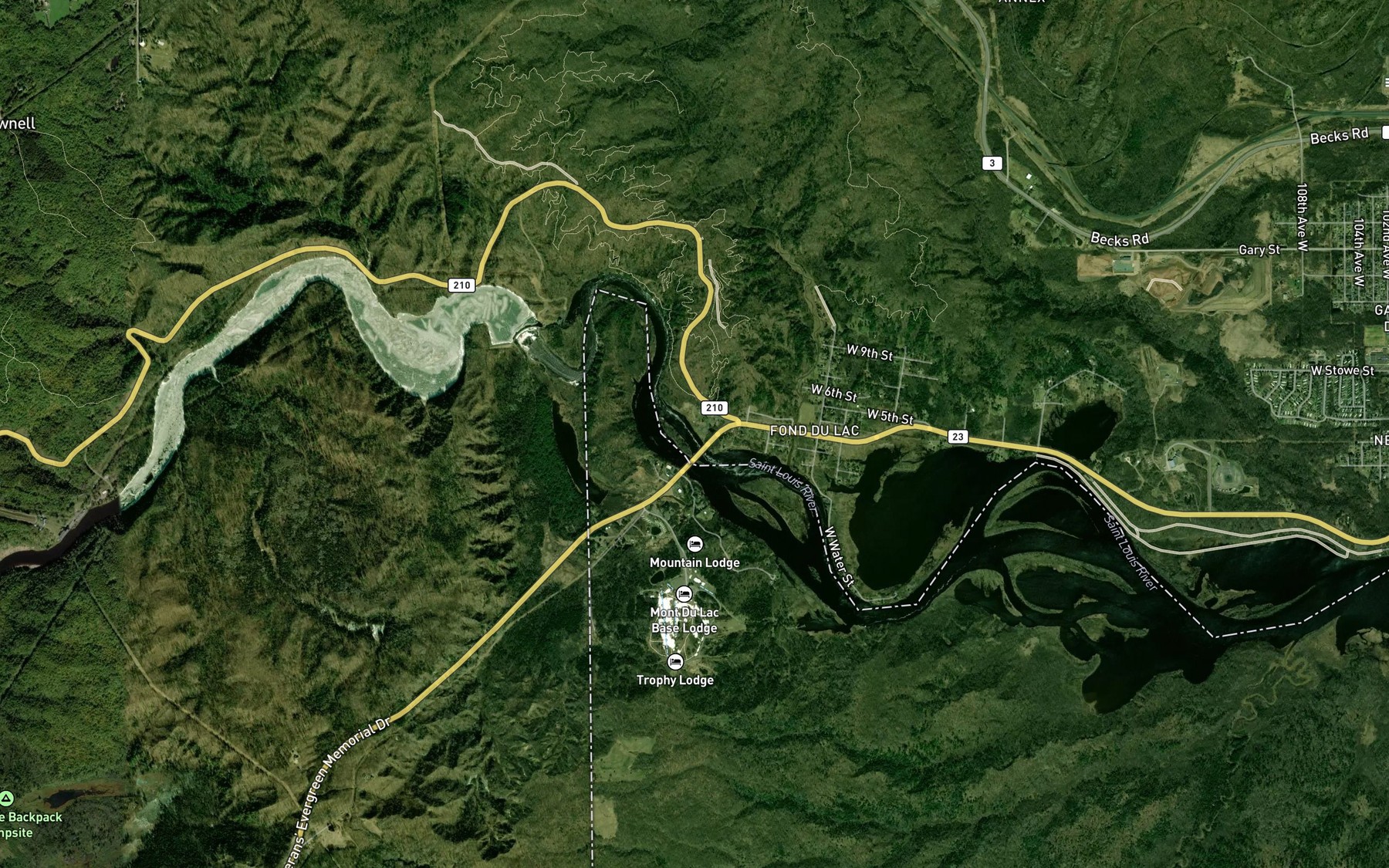 Satellite map of the Chambers Grove