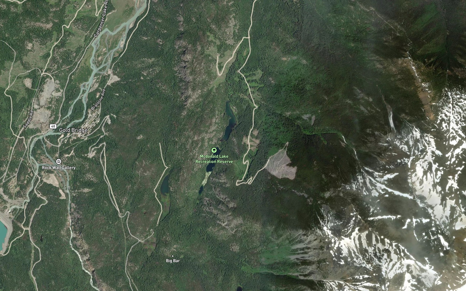Satellite map of the Lindsey Creek