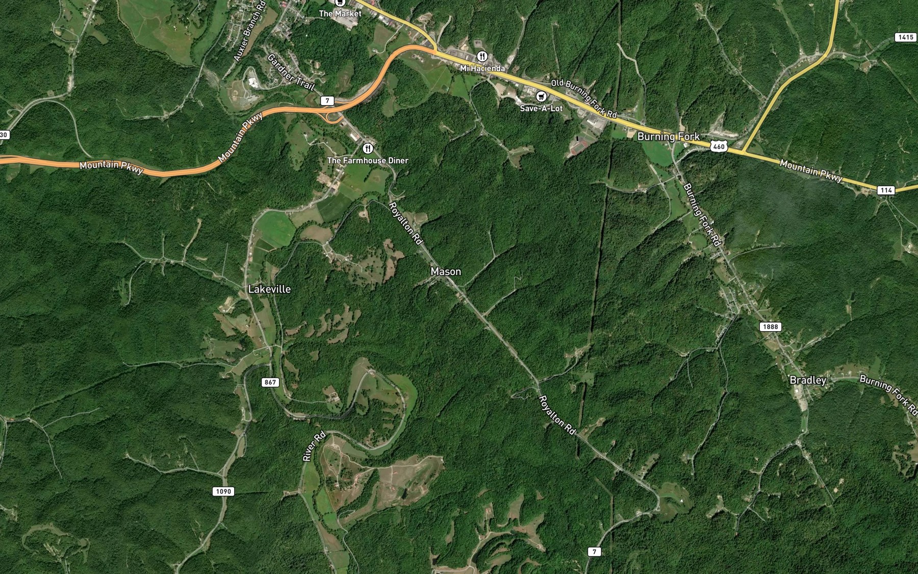 Satellite map of the Bailey Branch